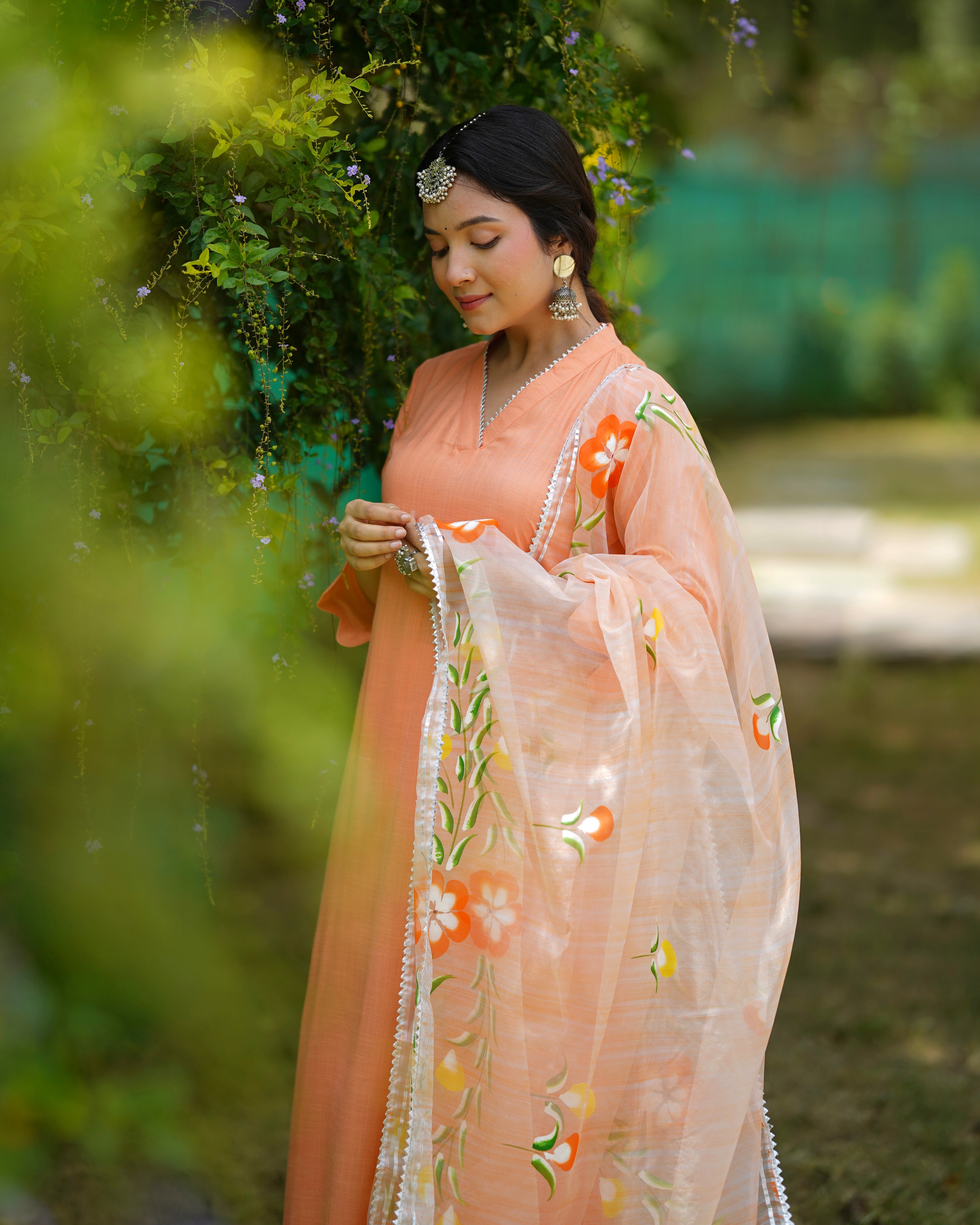 Uma Orange Handpainted Suit Set