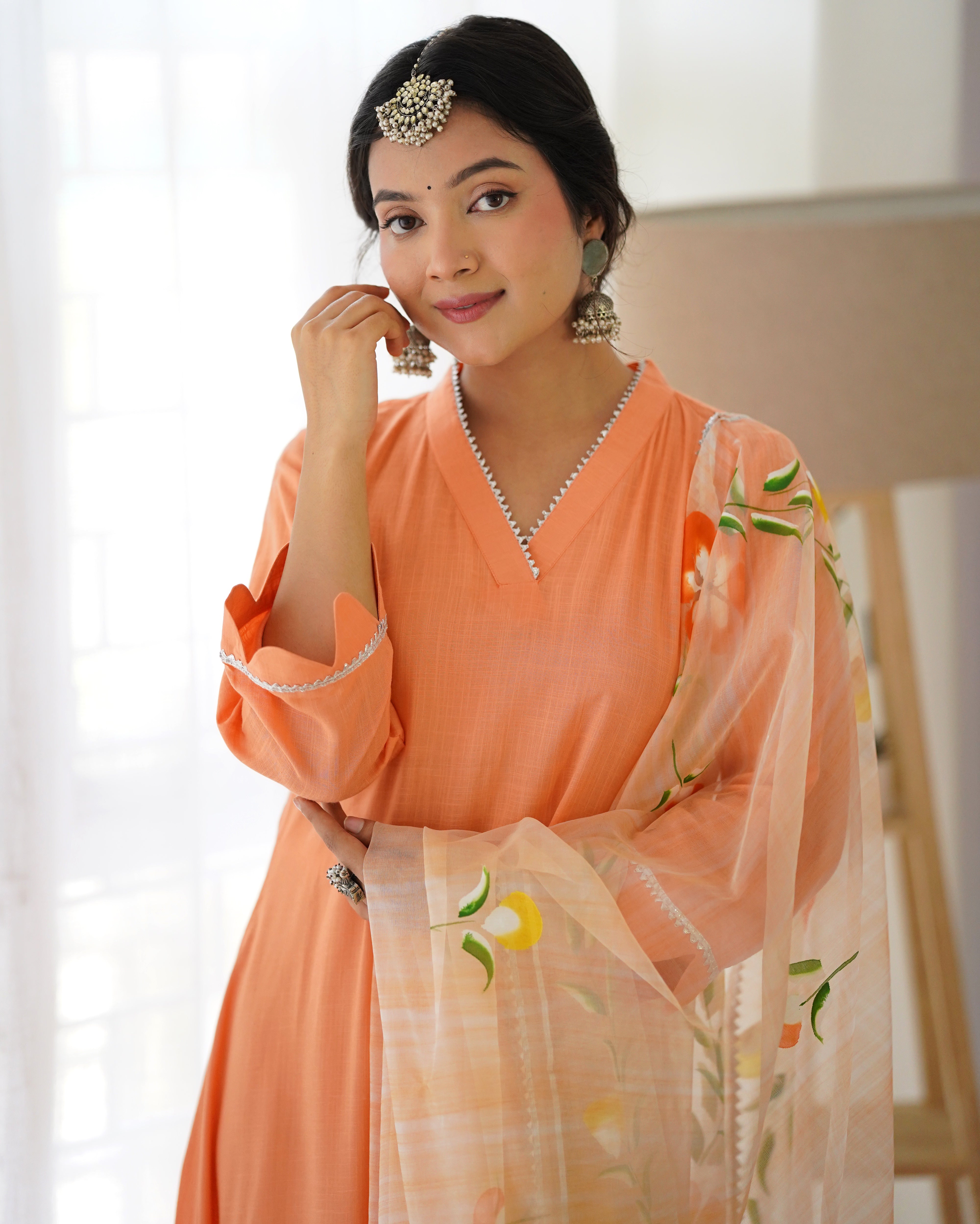 Uma Orange Handpainted Suit Set