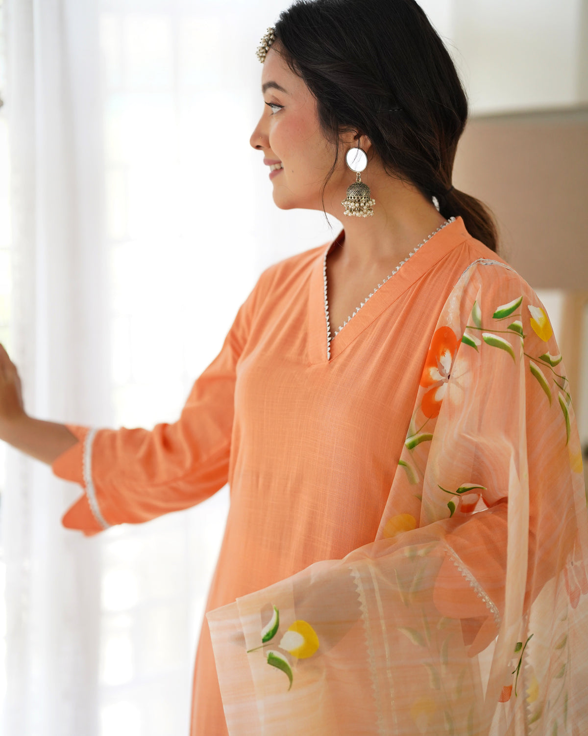 Uma Orange Handpainted Suit Set