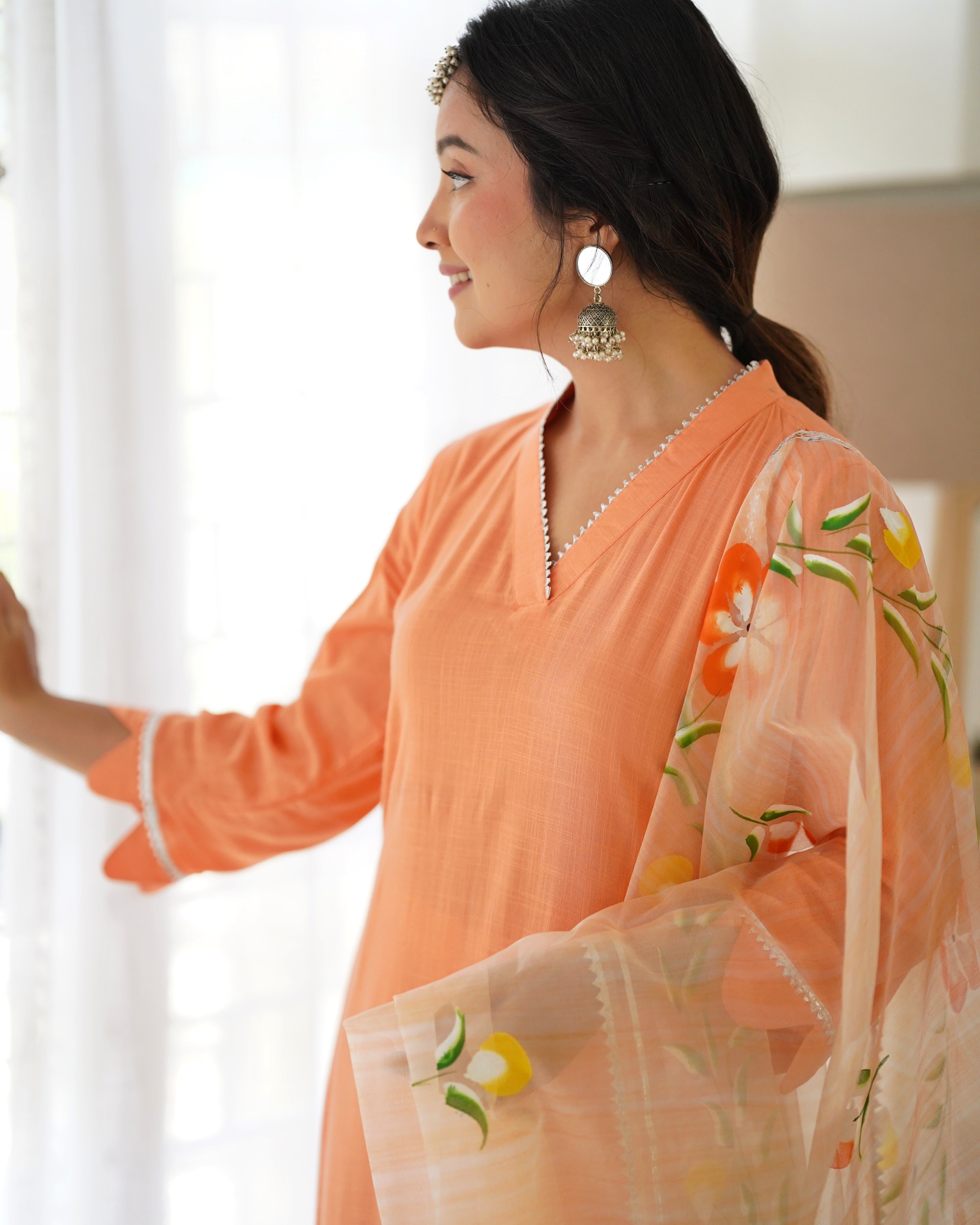 Uma Orange Handpainted Suit Set