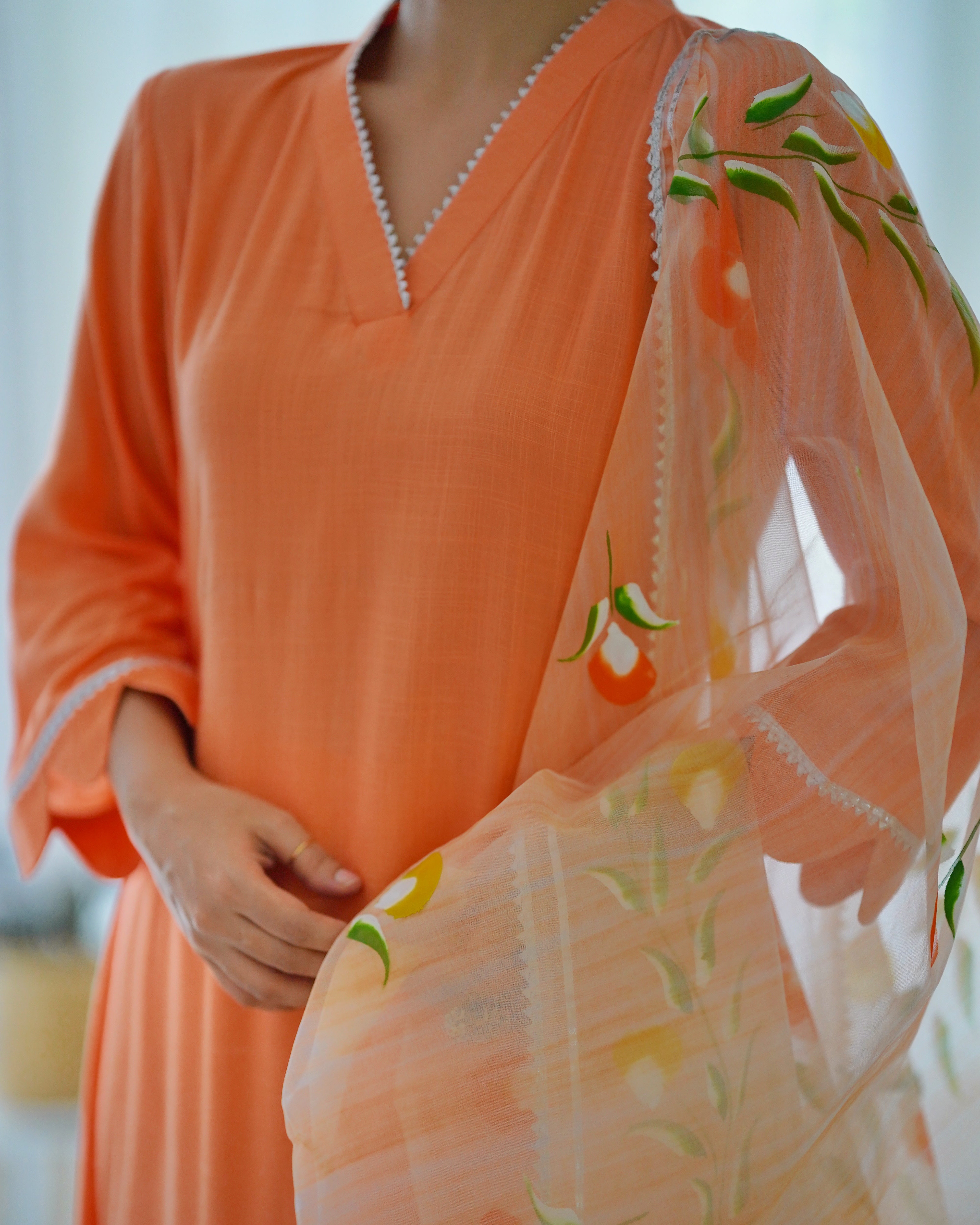 Uma Orange Handpainted Suit Set