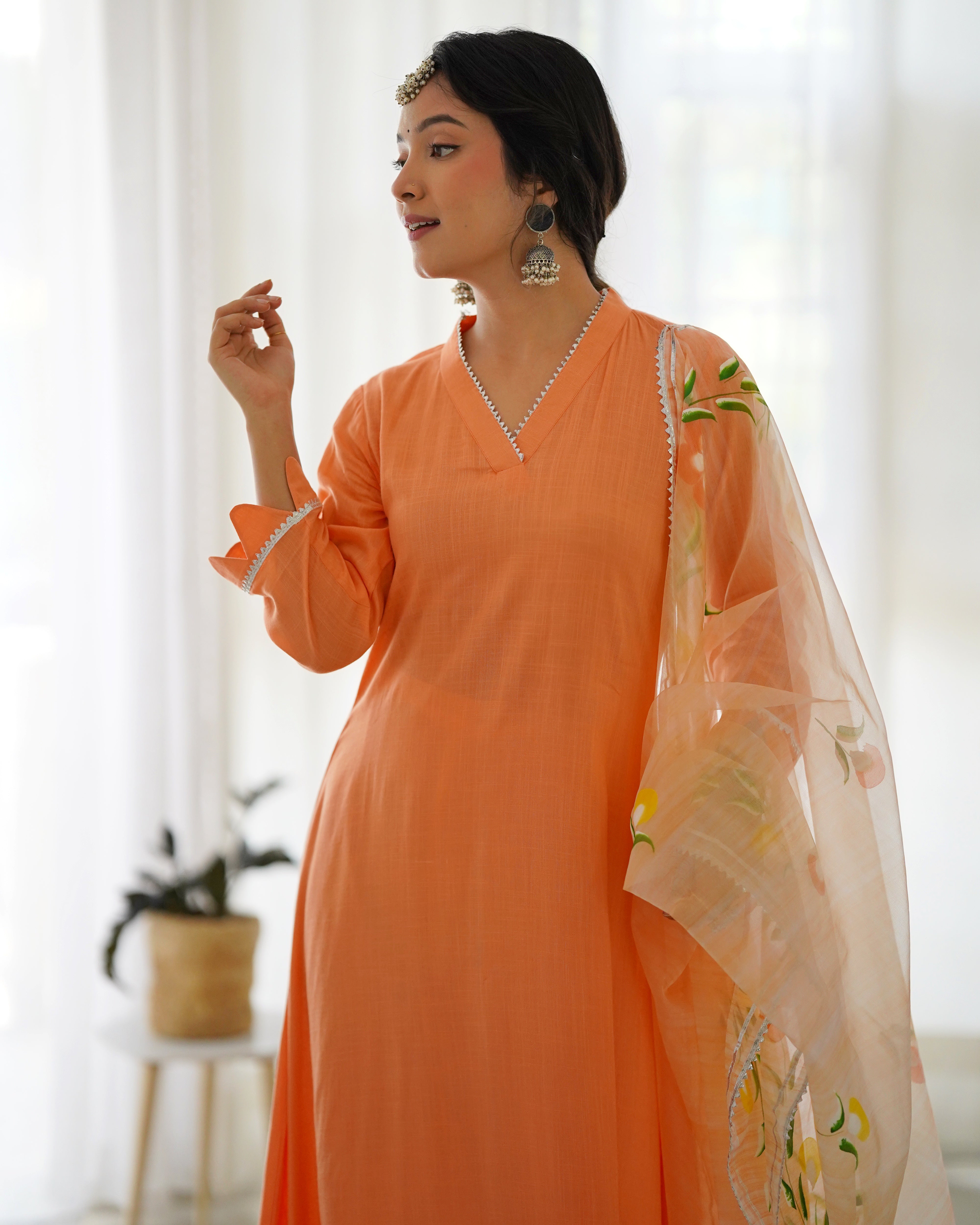 Uma Orange Handpainted Suit Set