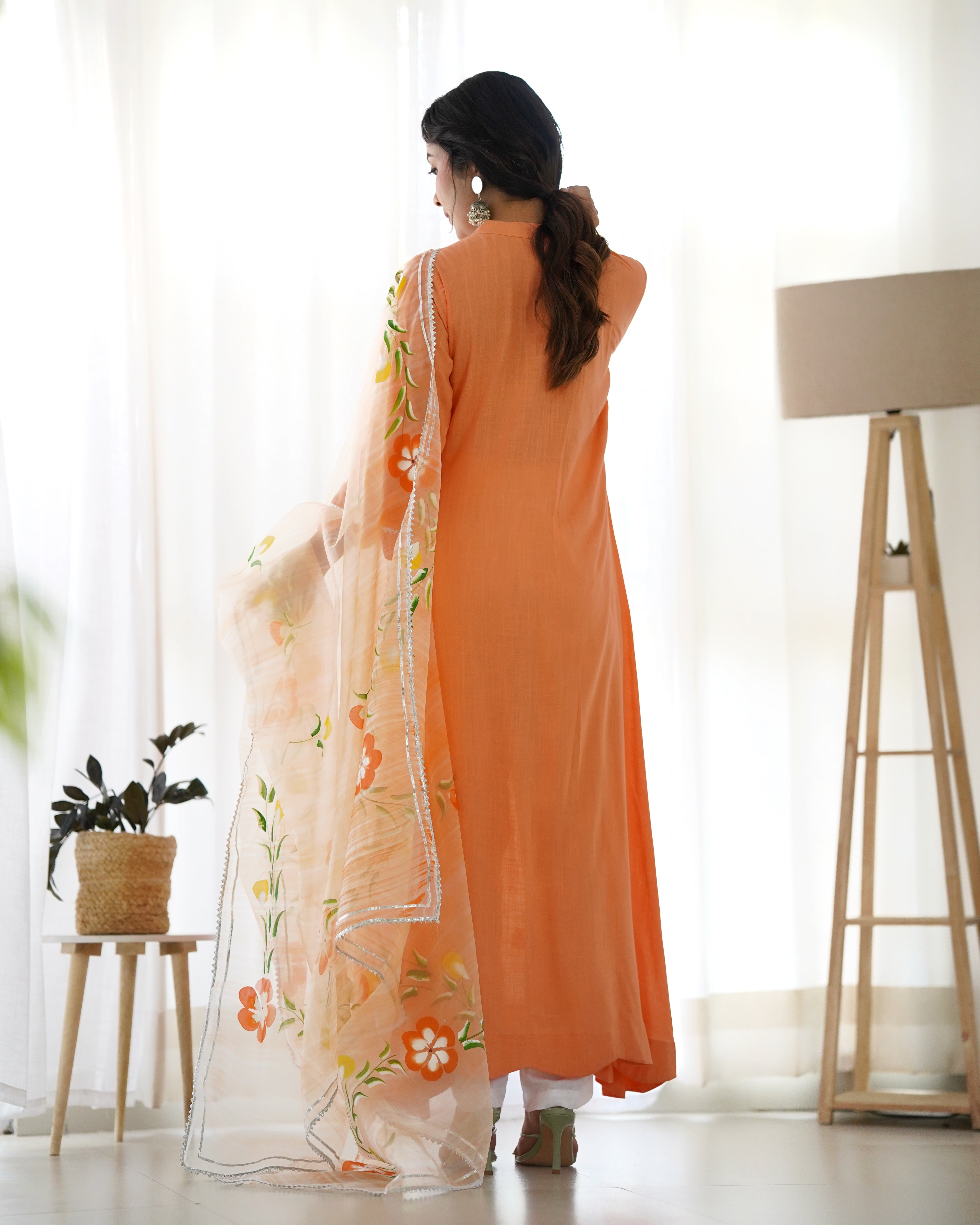 Uma Orange Handpainted Suit Set