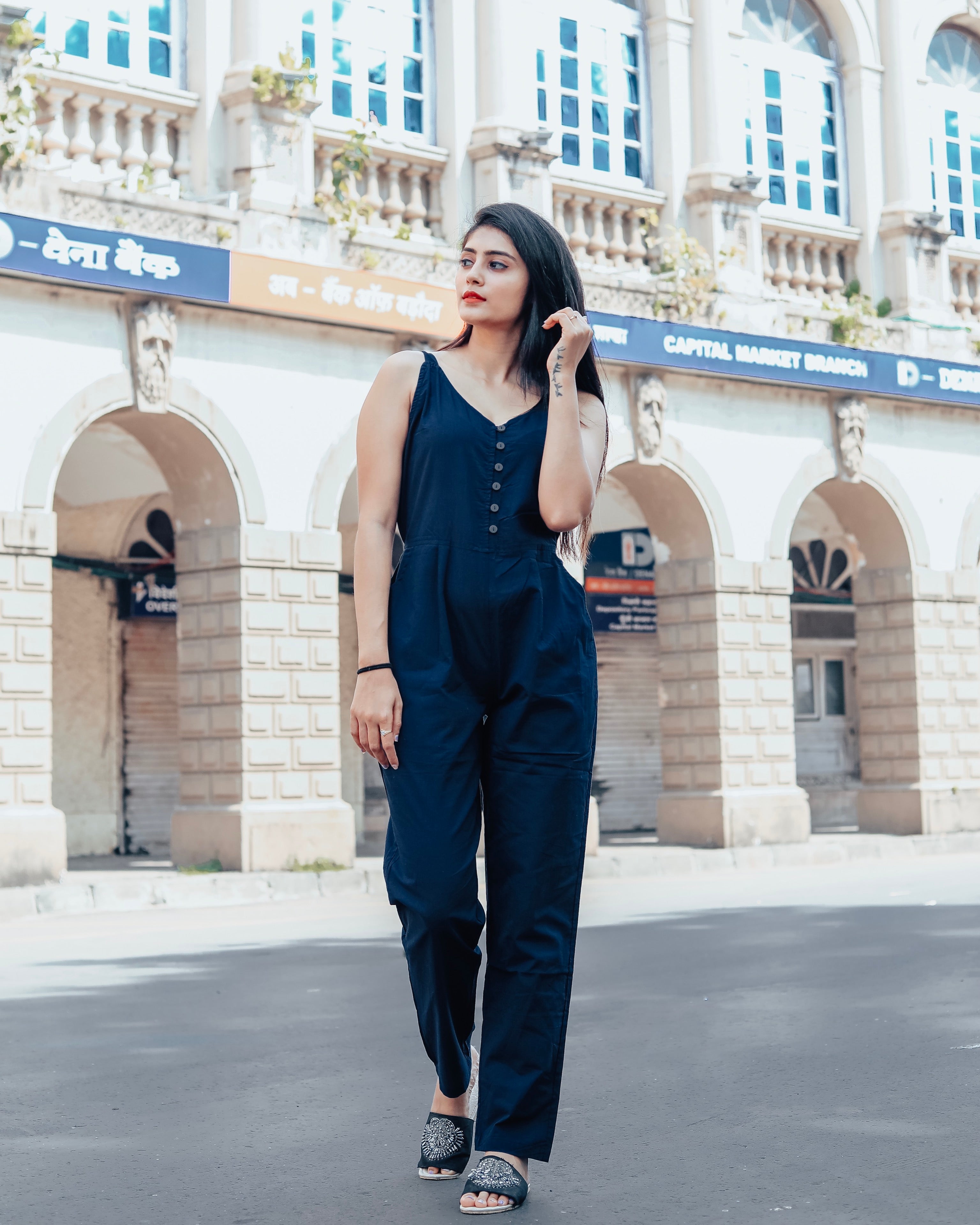 Royal blue jump suit