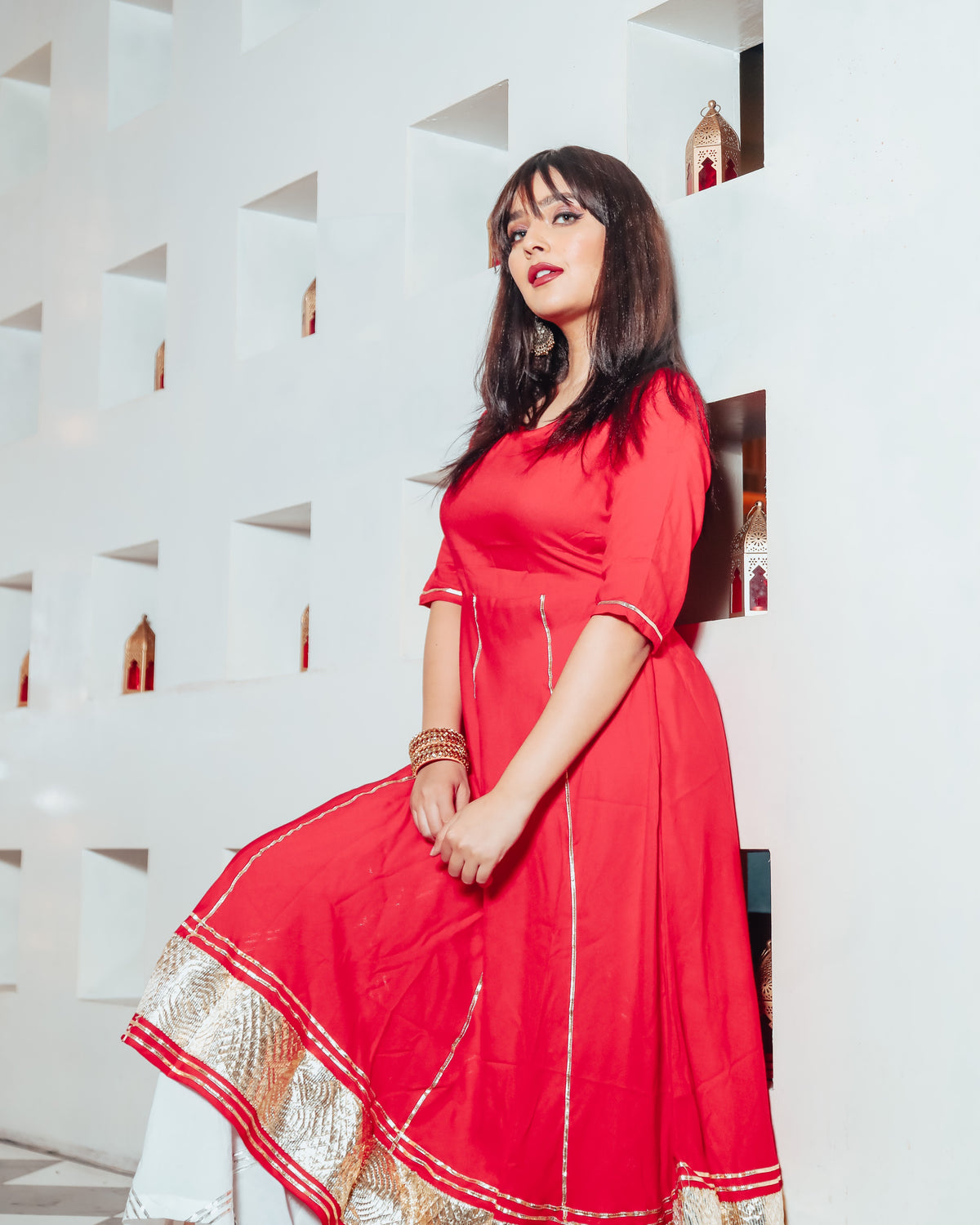 Coral Red Suit Set