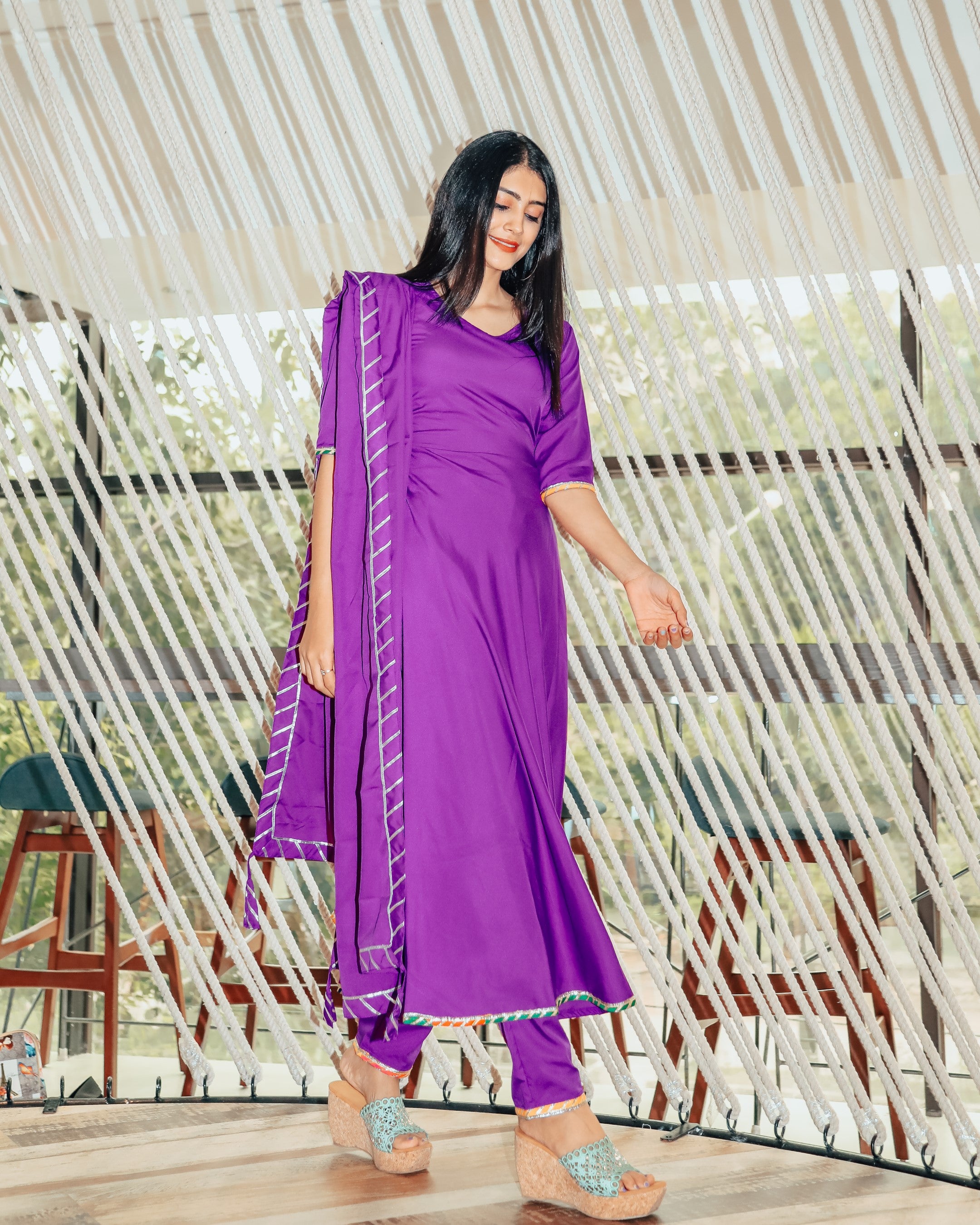 Beautiful violet suit set with Gotta work