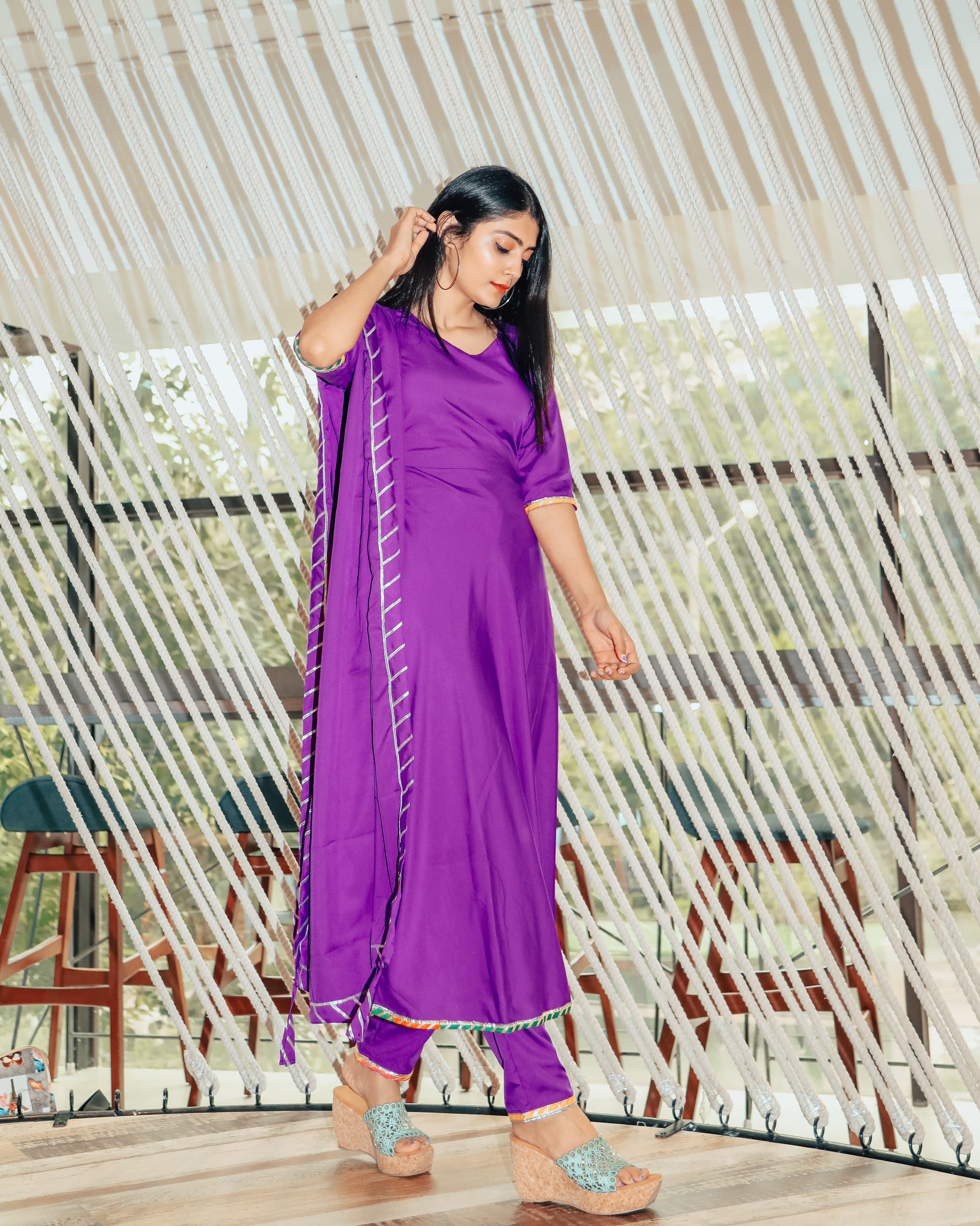 Beautiful violet suit set with Gotta work