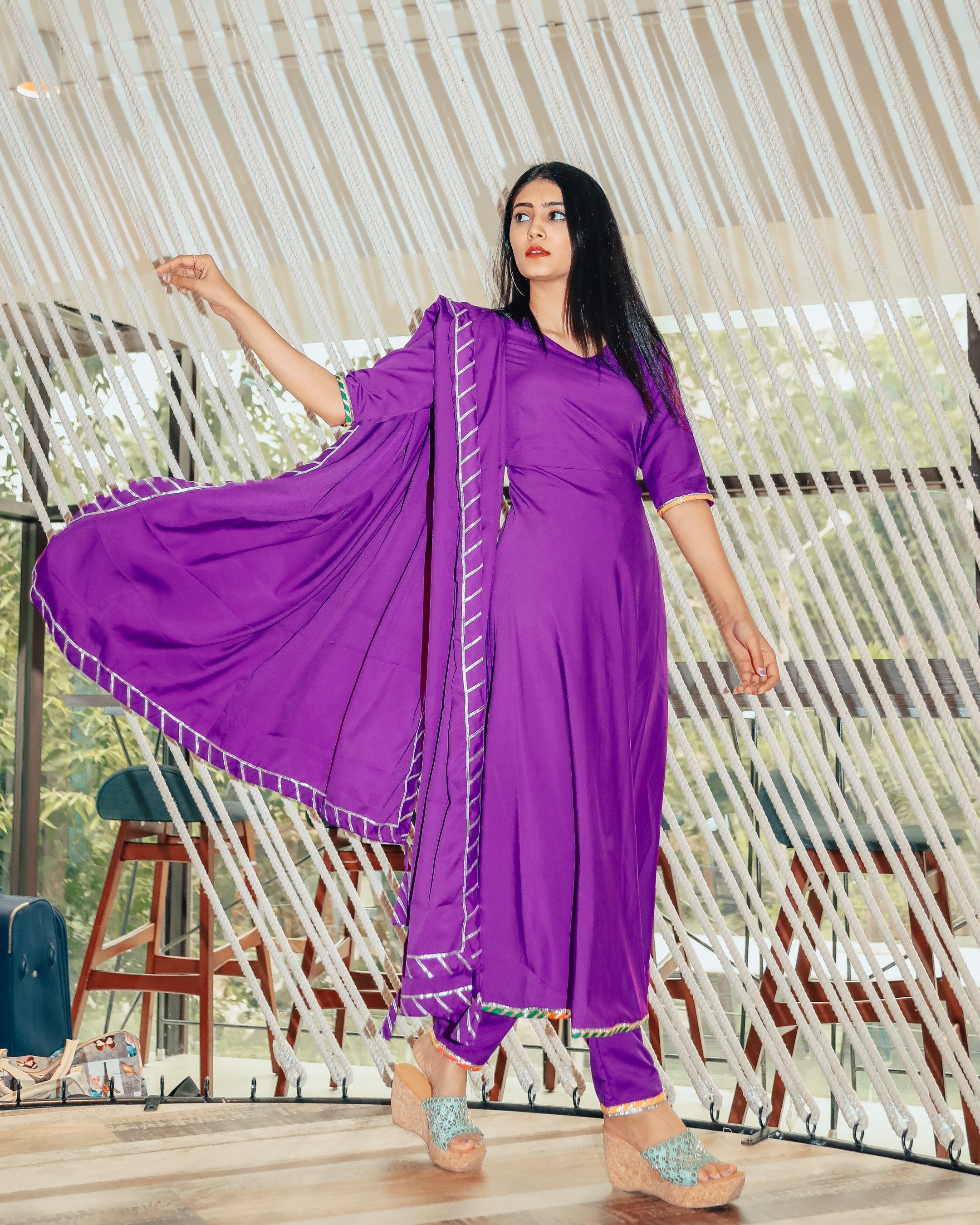 Beautiful violet suit set with Gotta work