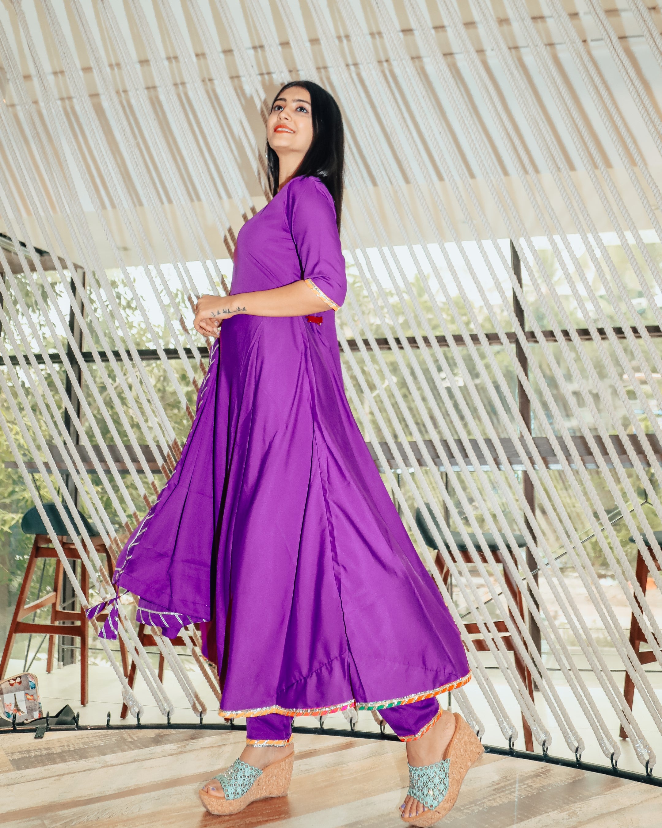 Beautiful violet suit set with Gotta work