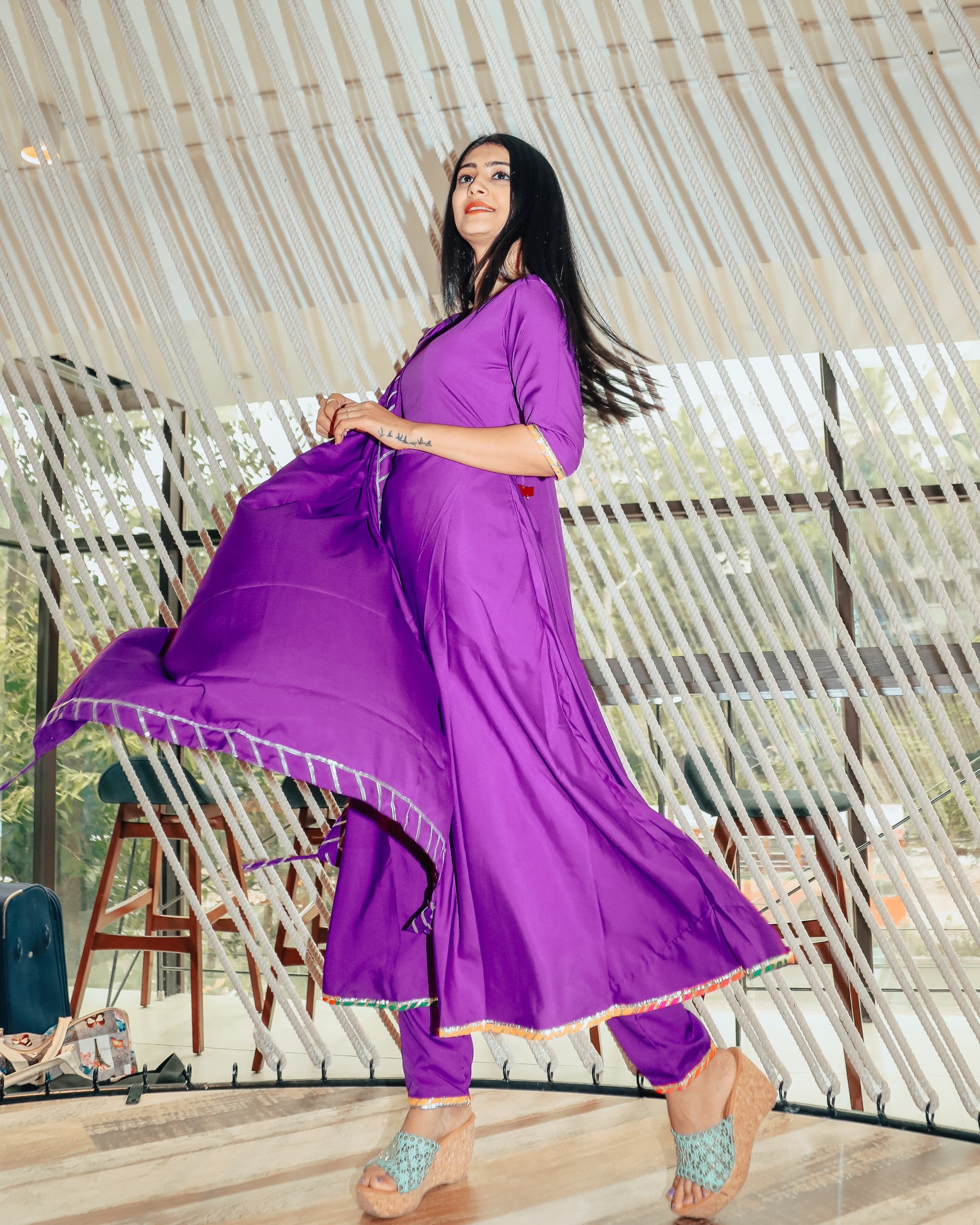 Beautiful violet suit set with Gotta work