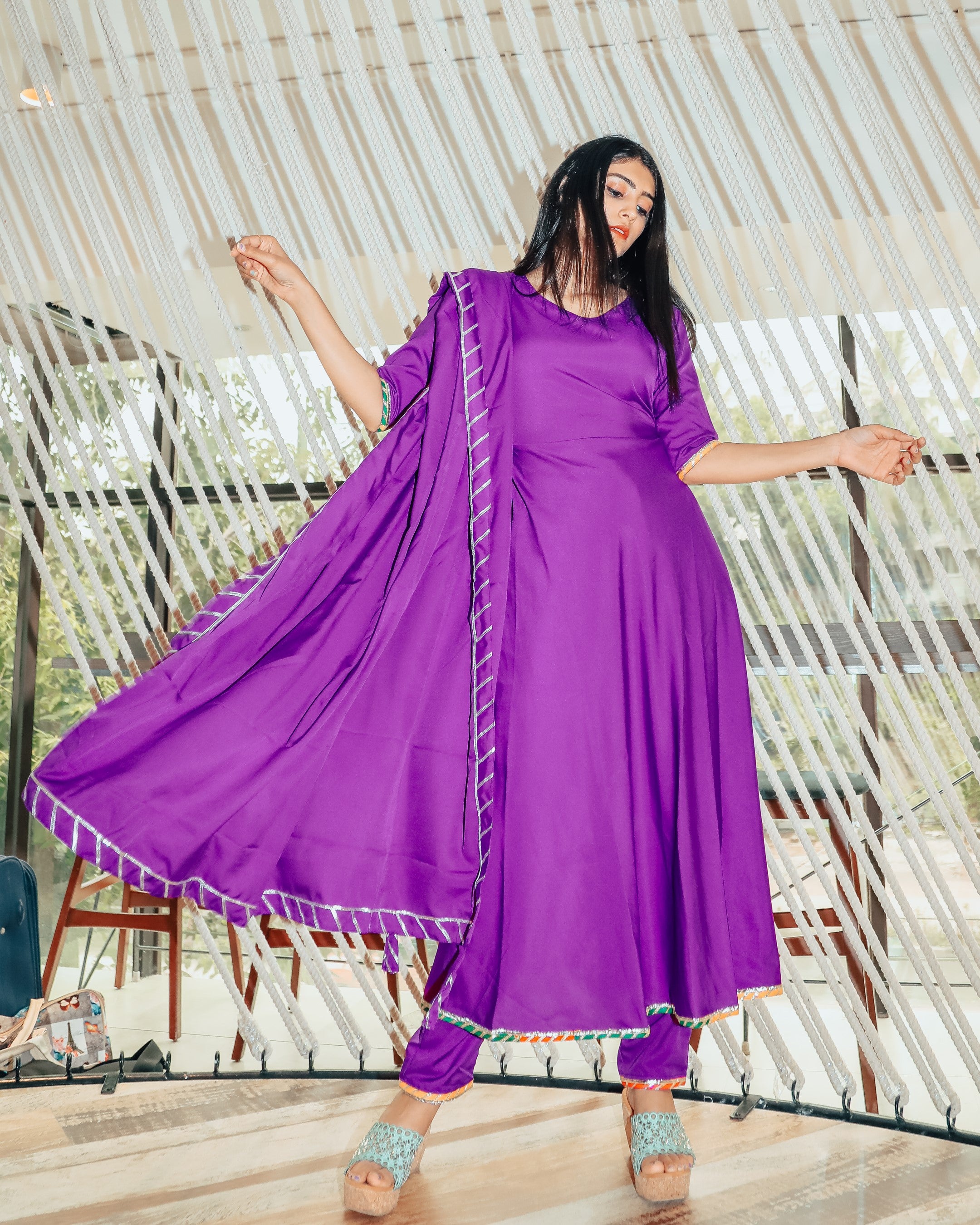 Beautiful violet suit set with Gotta work