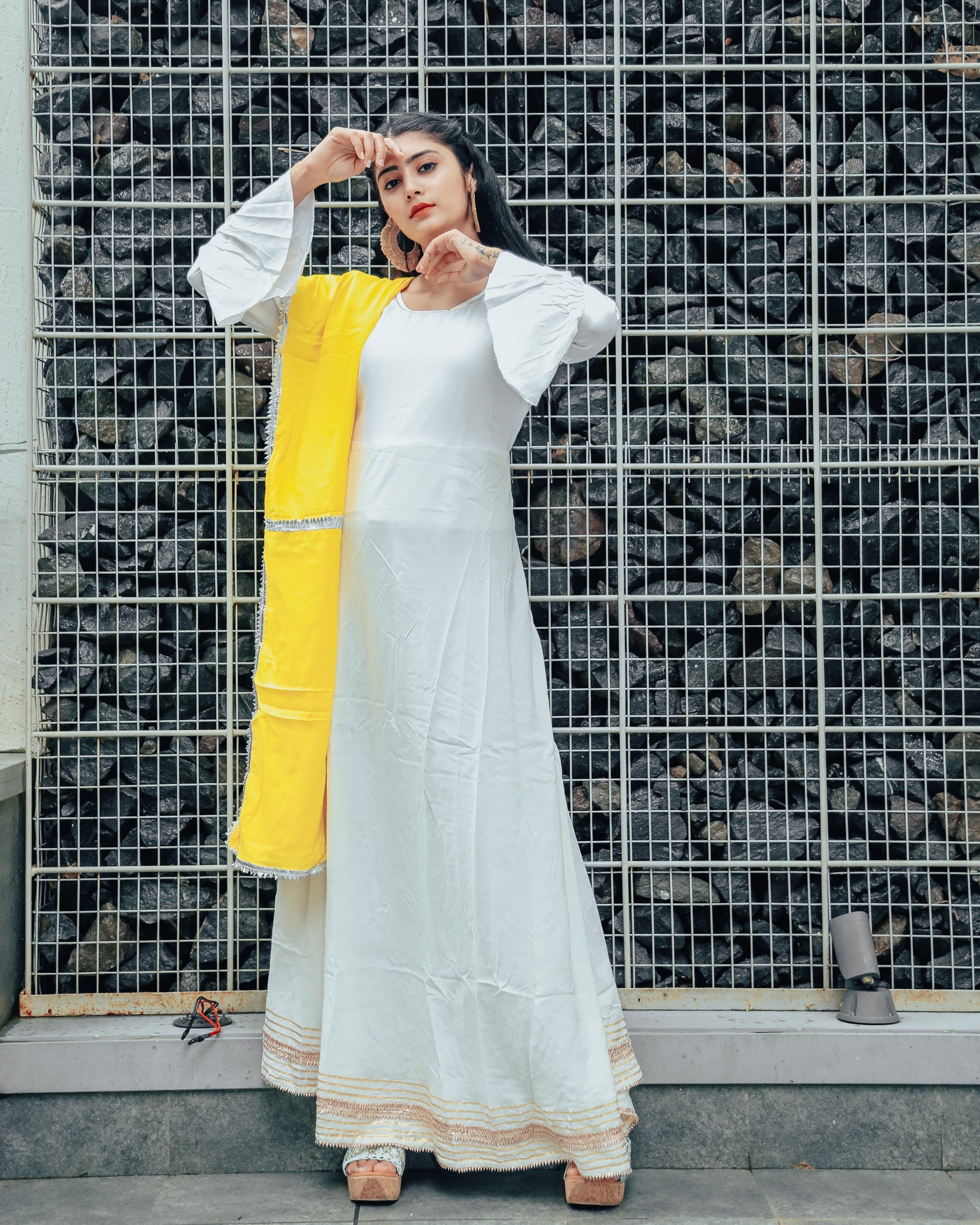 Silver White Cotton Dress