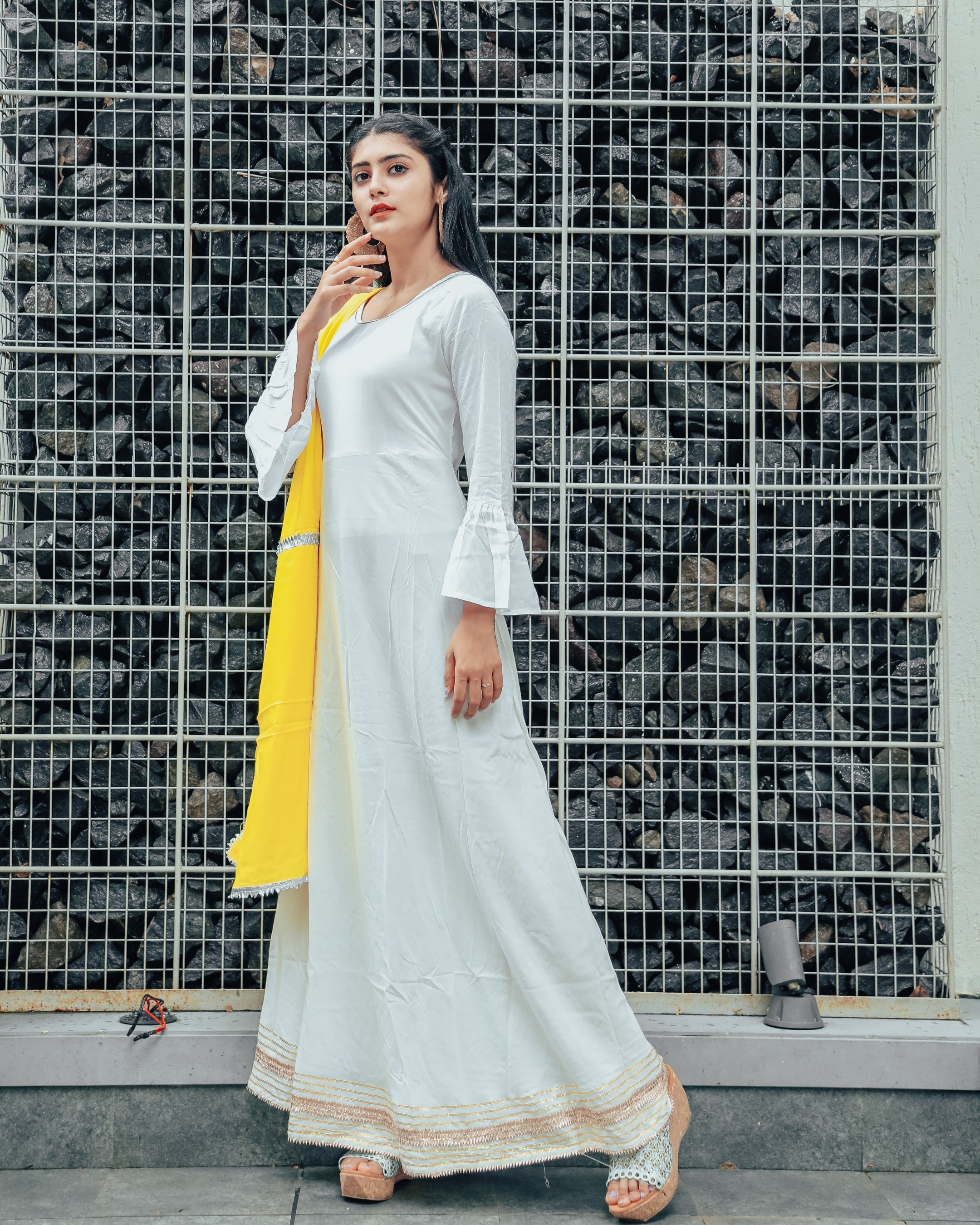 Silver White Cotton Dress