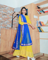 Bright Yellow Gotta Dress With Gorgeous Lehariya Dupatta