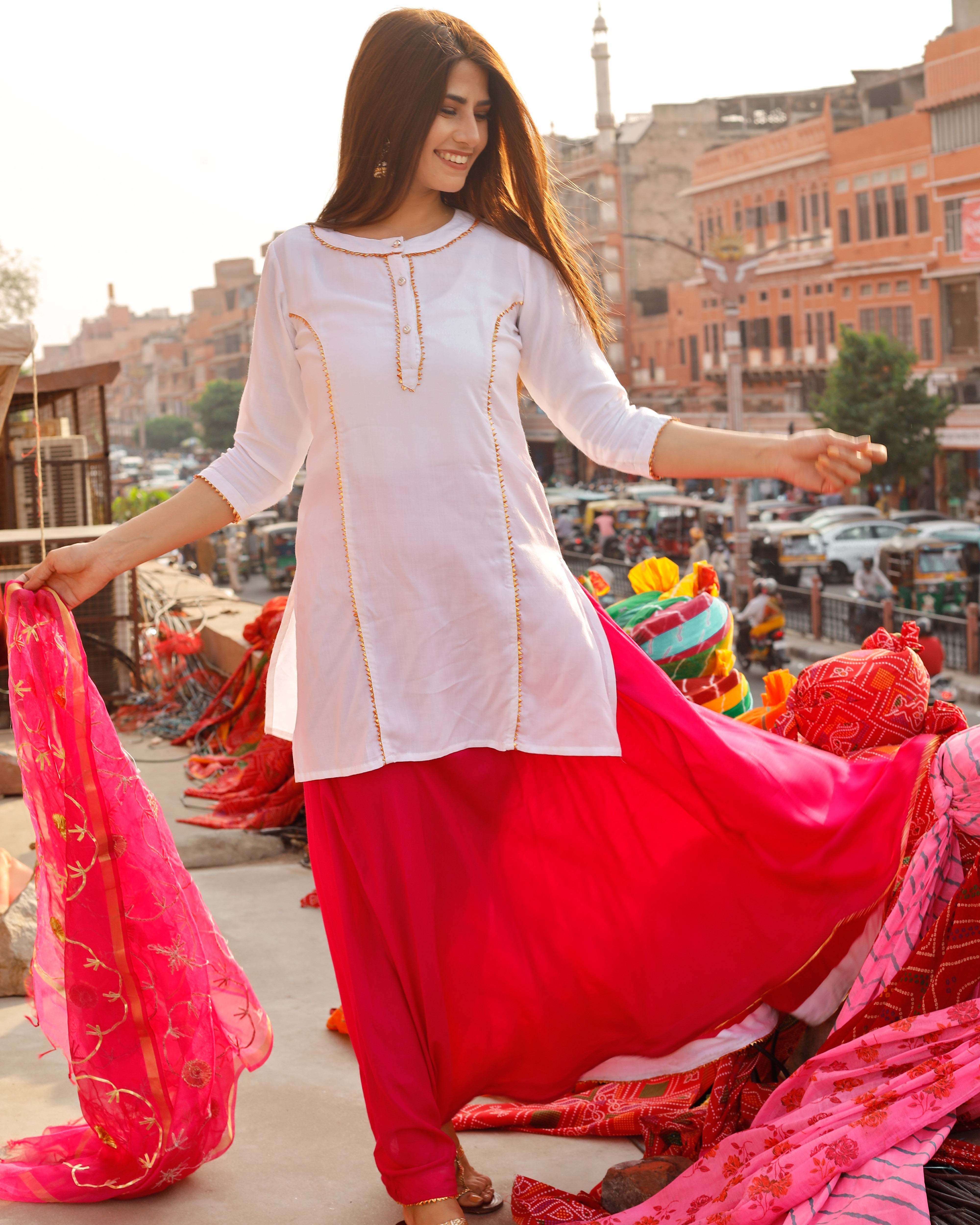 Bright Pink Skirt Set