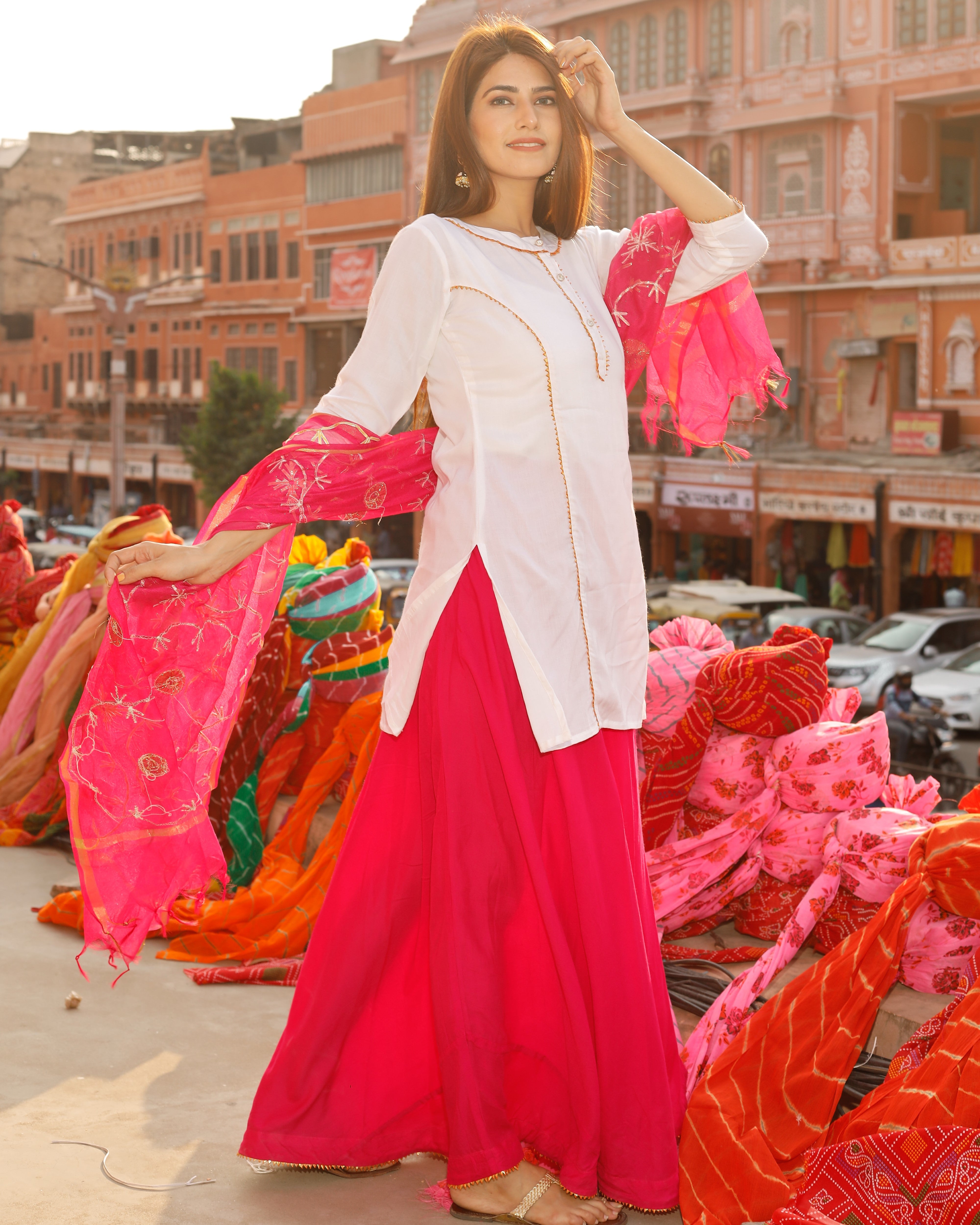 Bright Pink Skirt Set