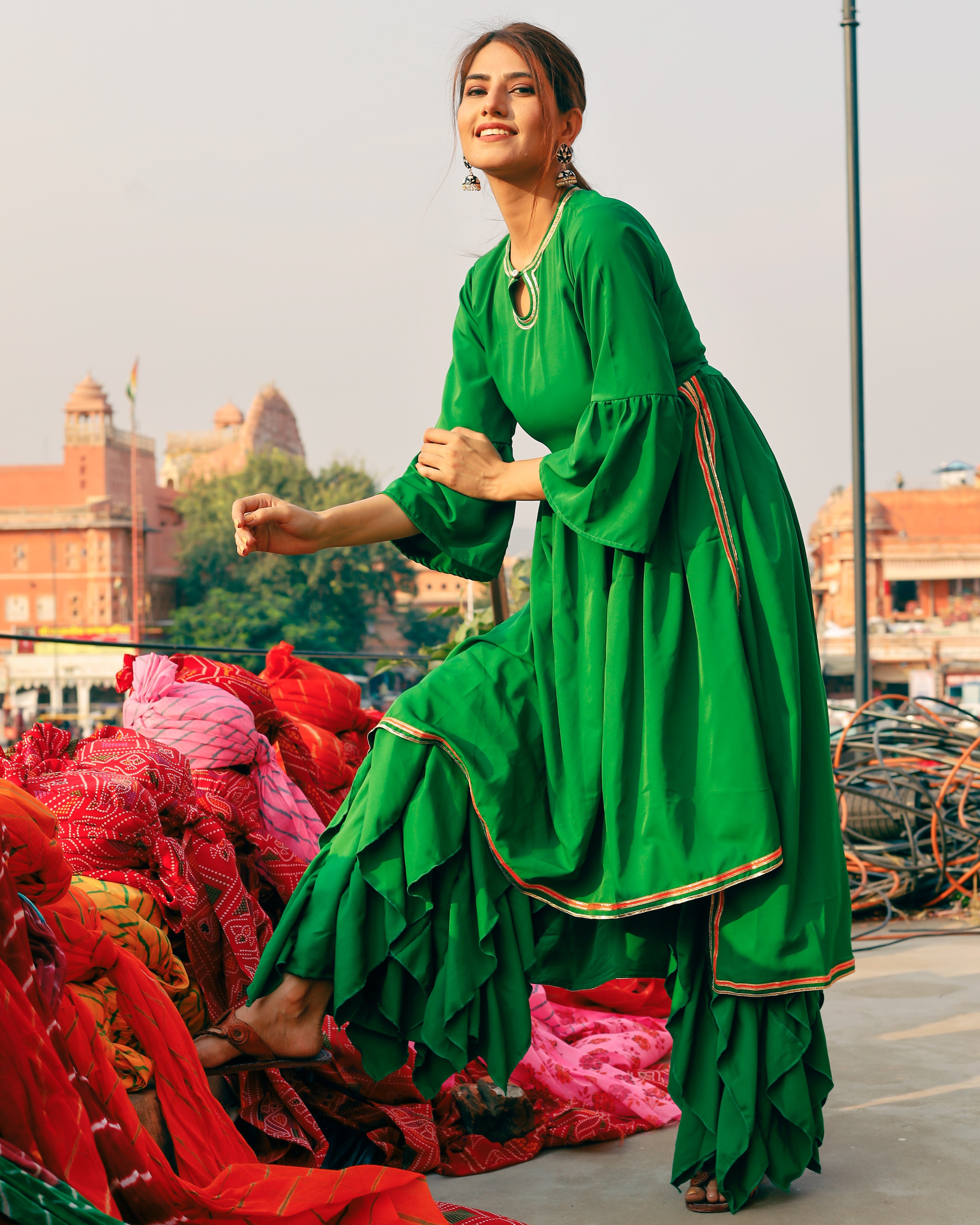 Fresh Green High low kurta set