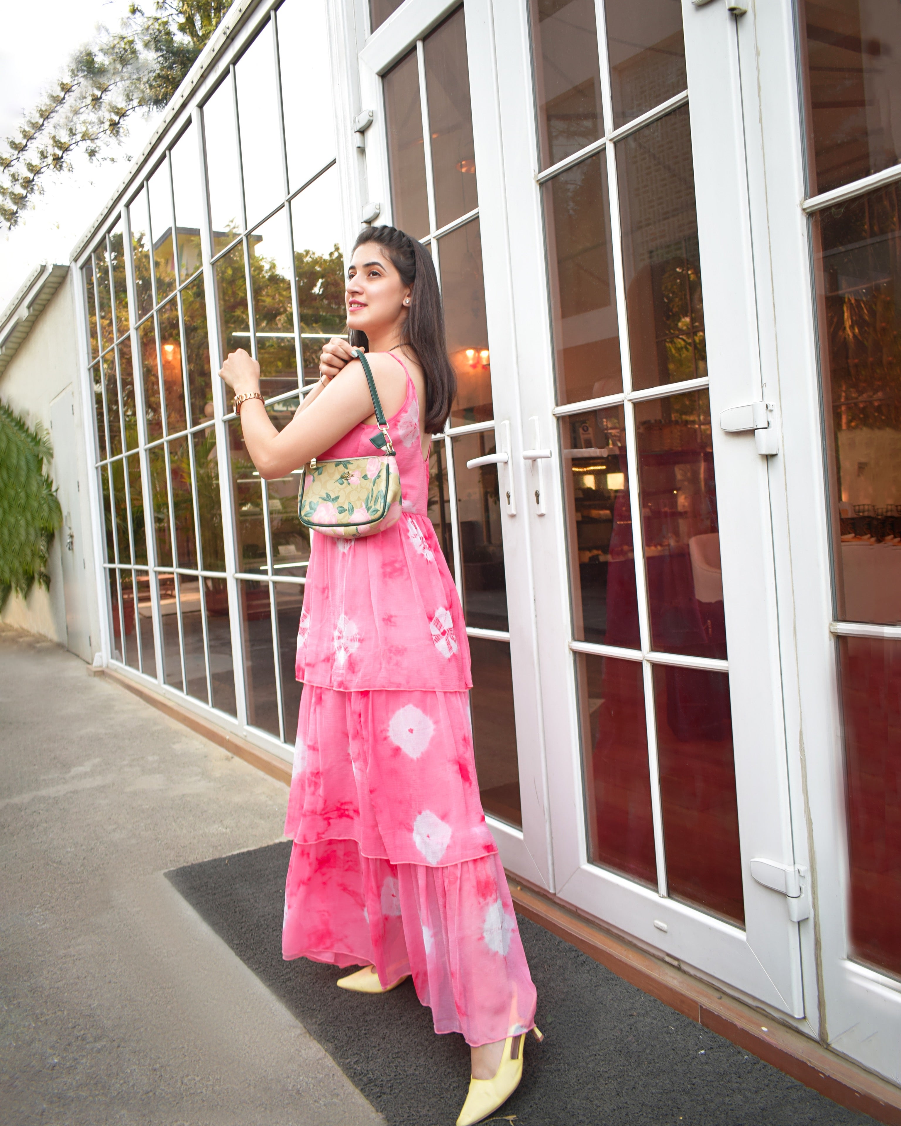 Candy Pink Tie dye Ruffle Dress