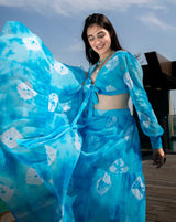 Maya Blue Crop Top Lehenga Dress