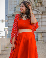 Scarlet red skirt set