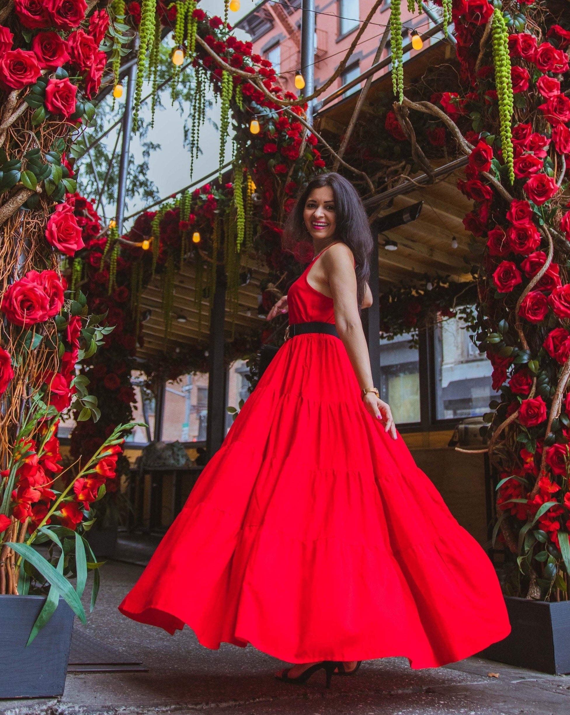 Elio Red Cotton Dress