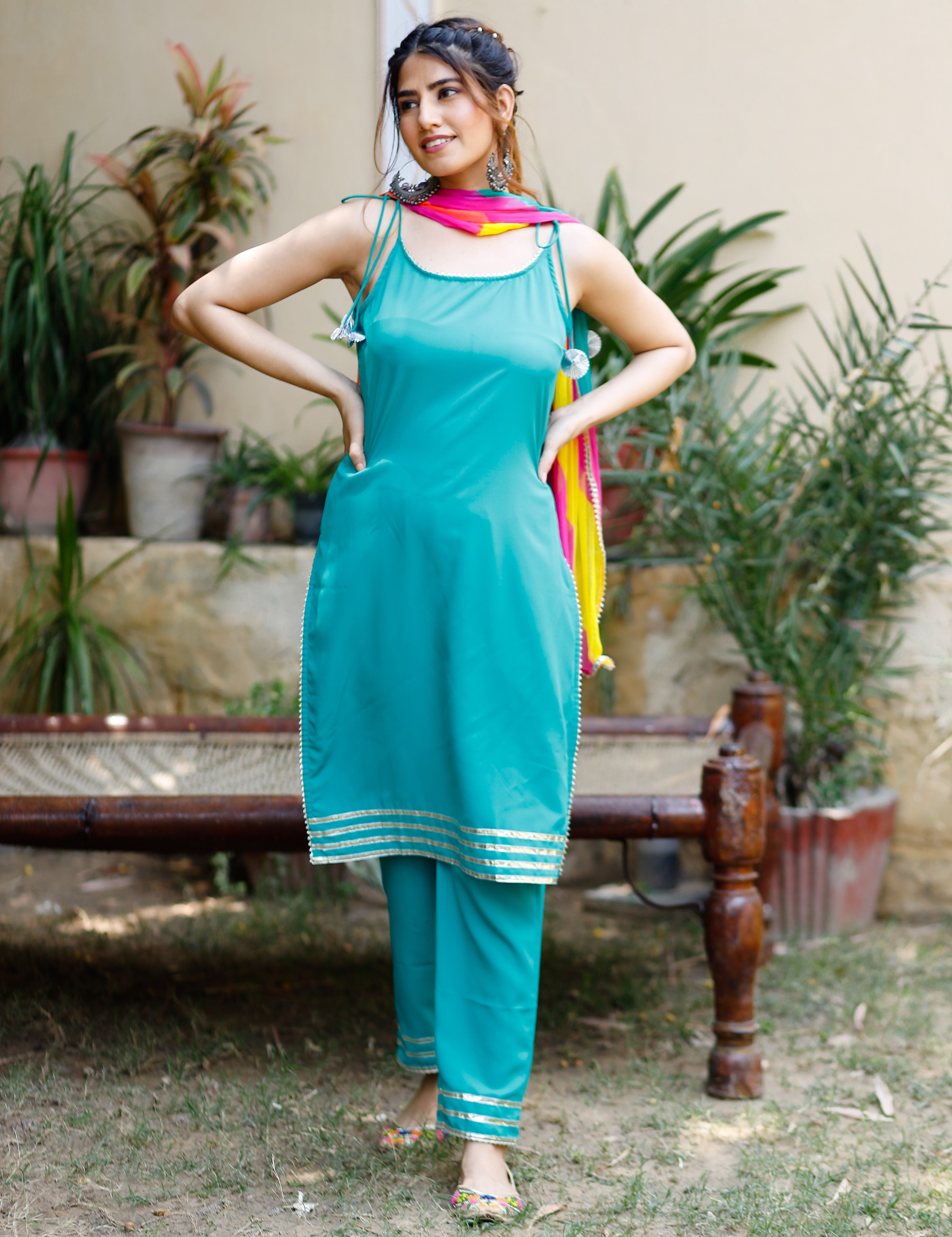 Lavish Blooming Rama Green Suit