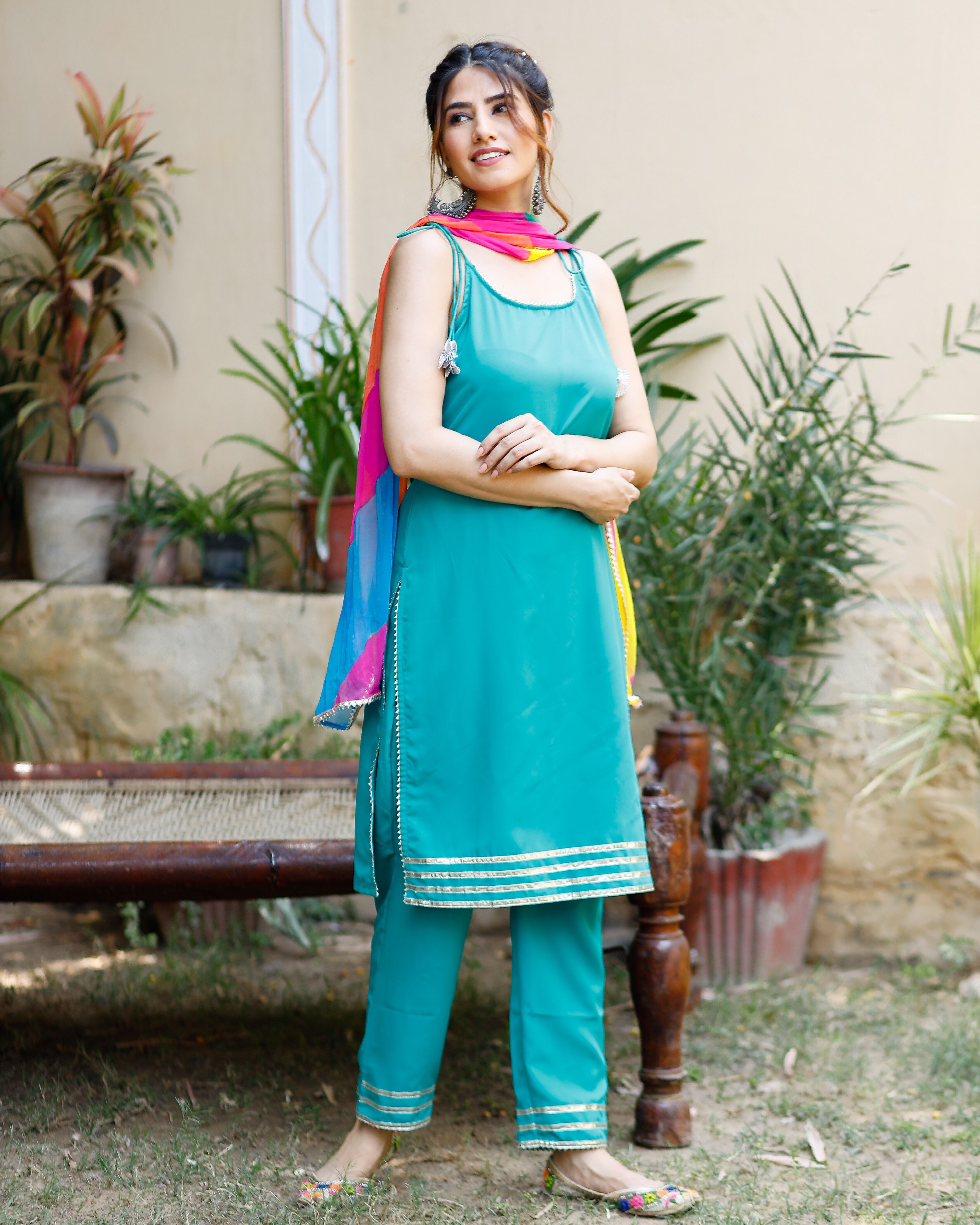 Lavish Blooming Rama Green Suit