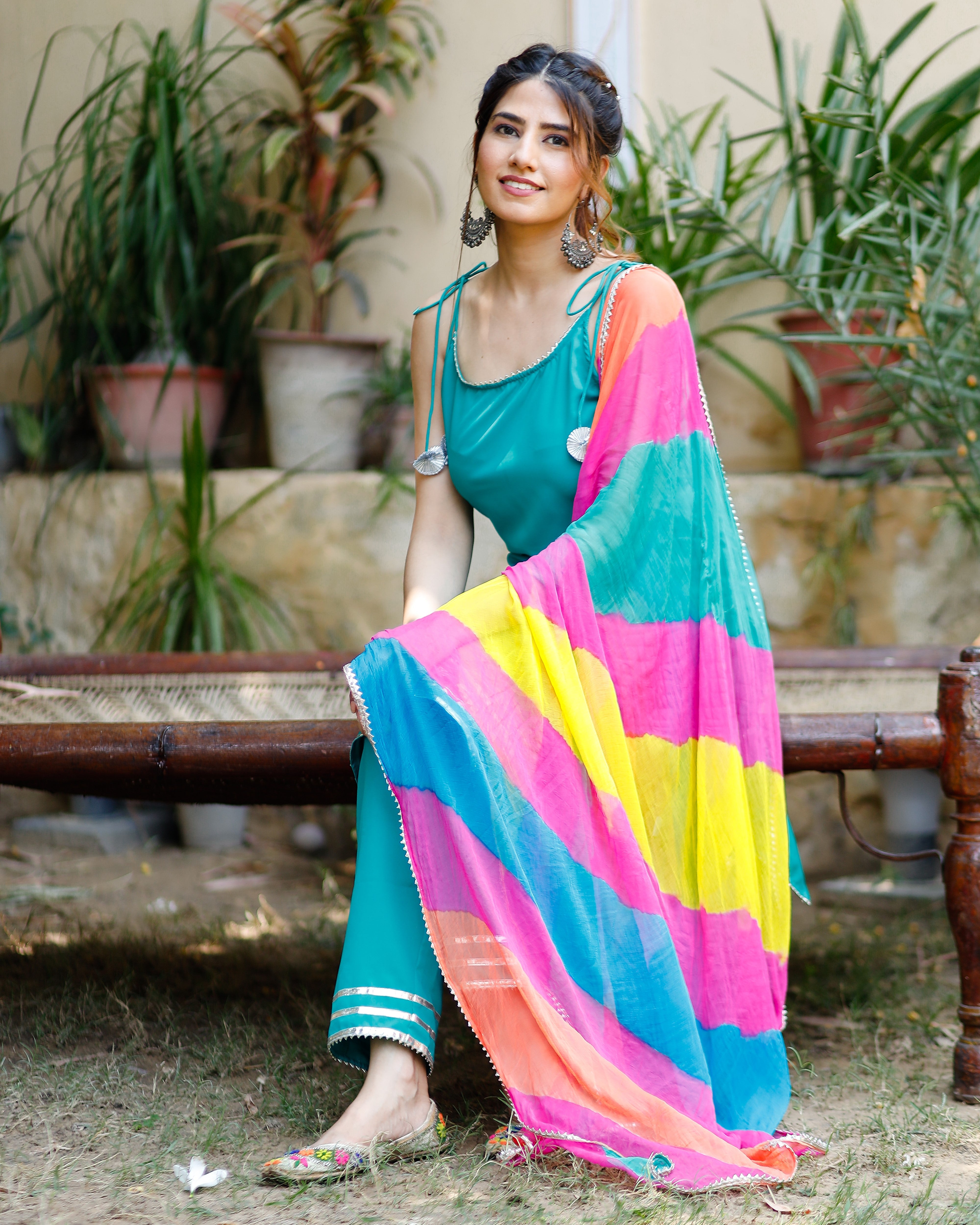 Lavish Blooming Rama Green Suit