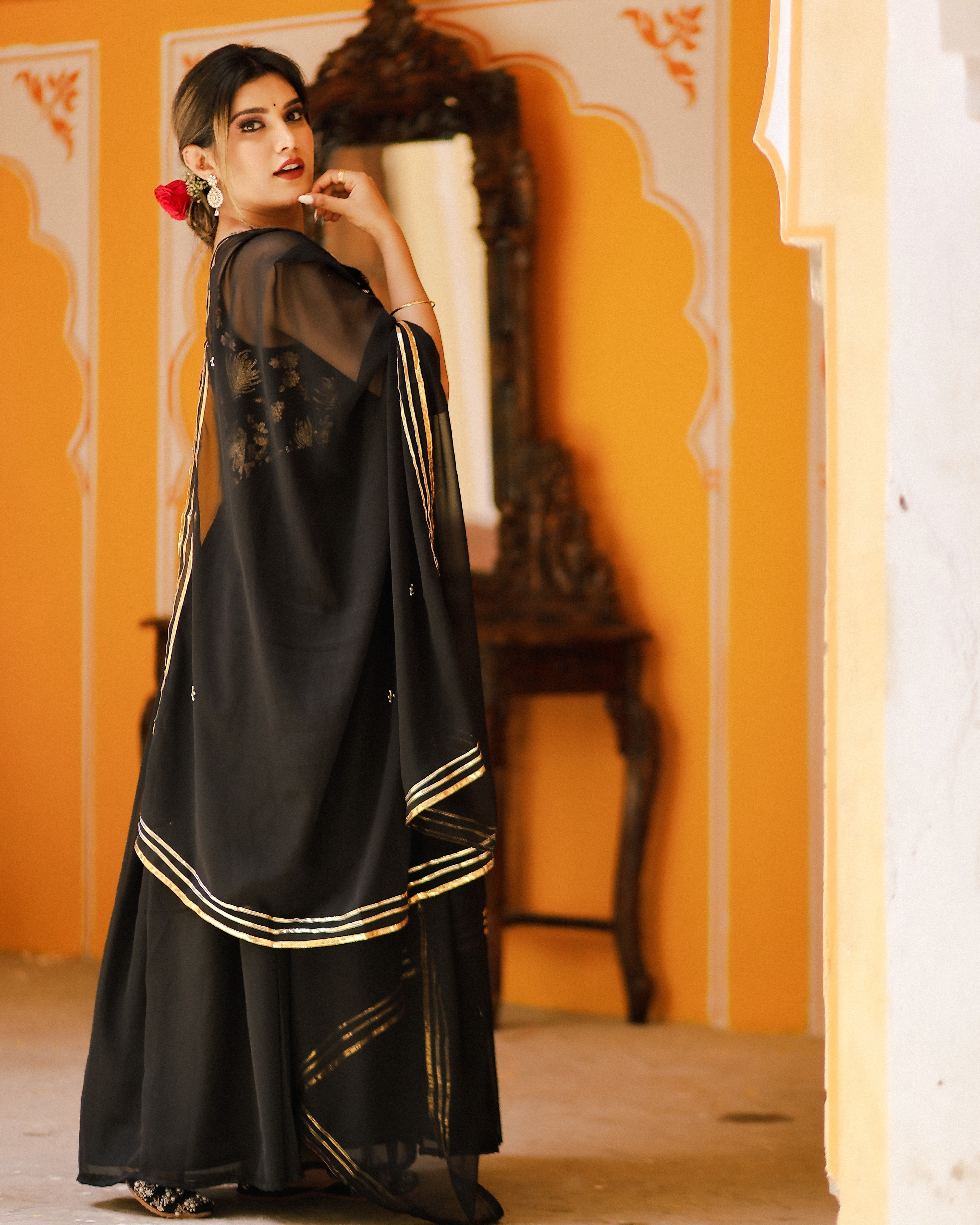 Ruby Black Embroidered Dress