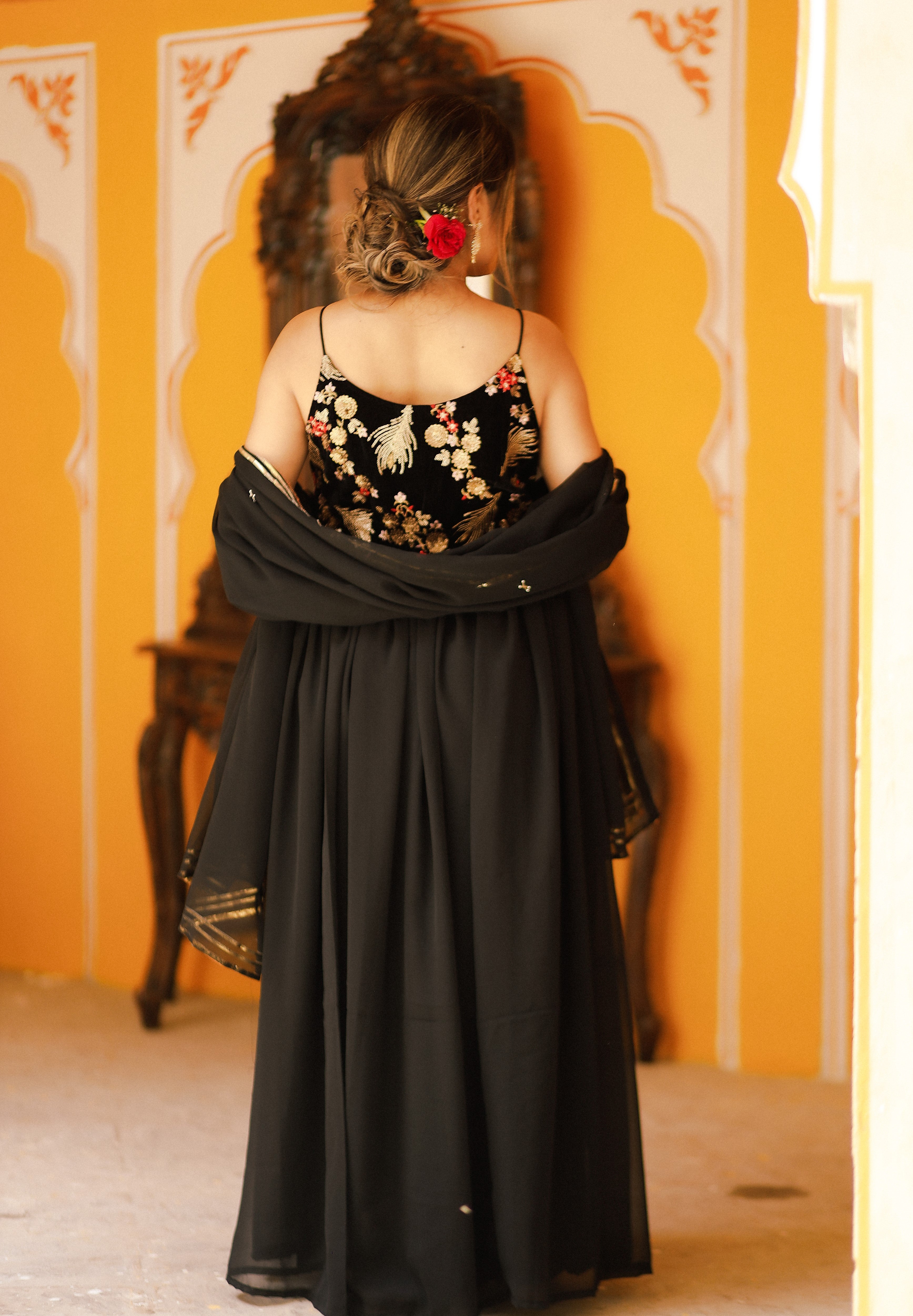 Ruby Black Embroidered Dress