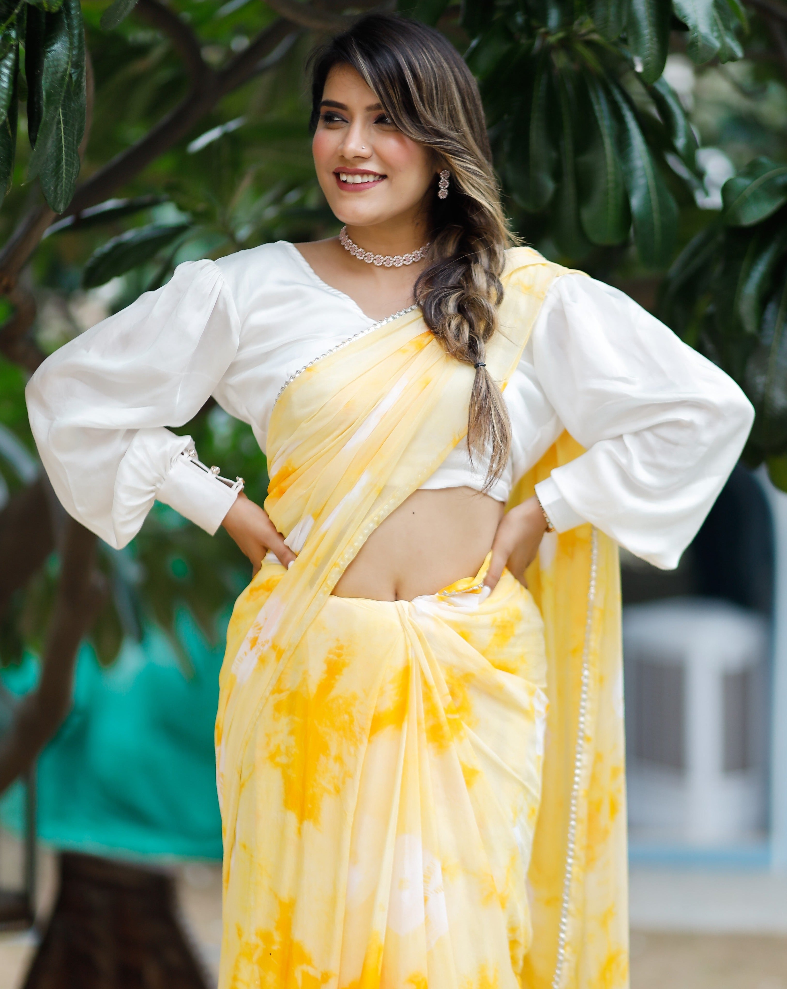 Dreamy Lemon Yellow Tie & Dye Saree