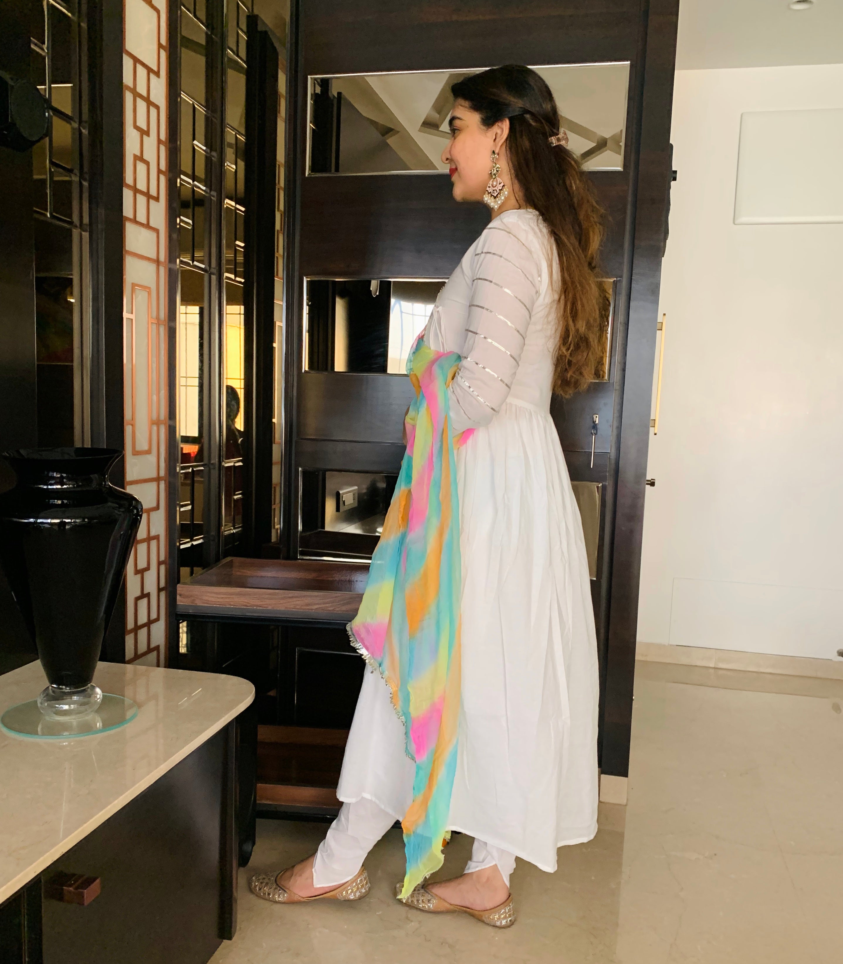 Ash White Kurta Dhoti Set