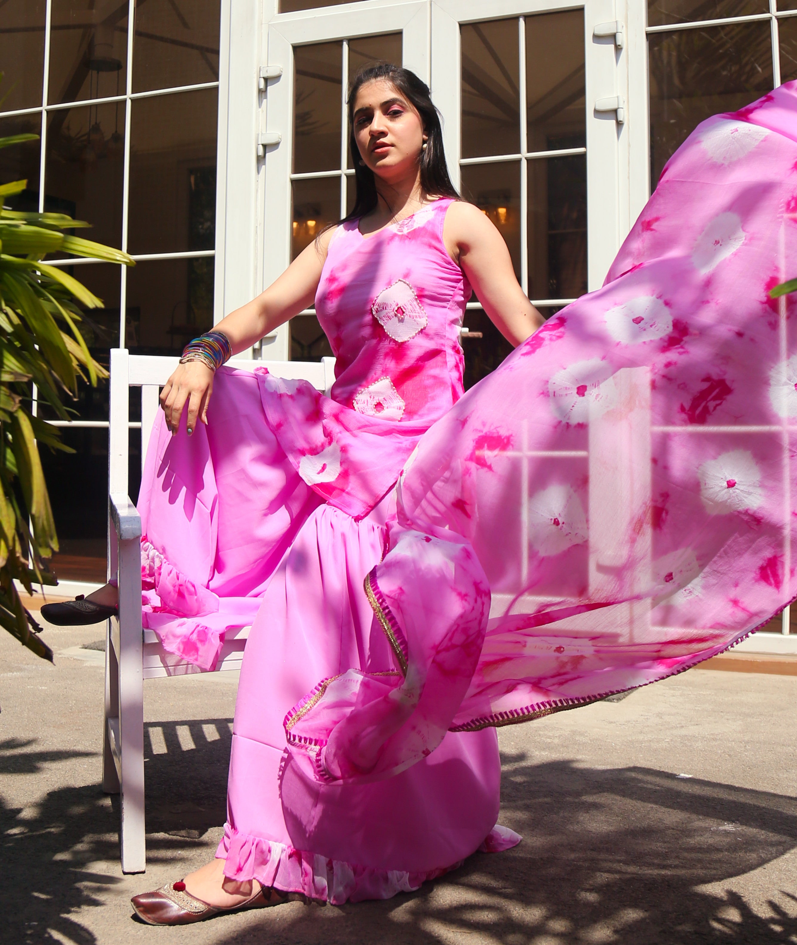 Fuscia Pink Tie Dye Suit Set