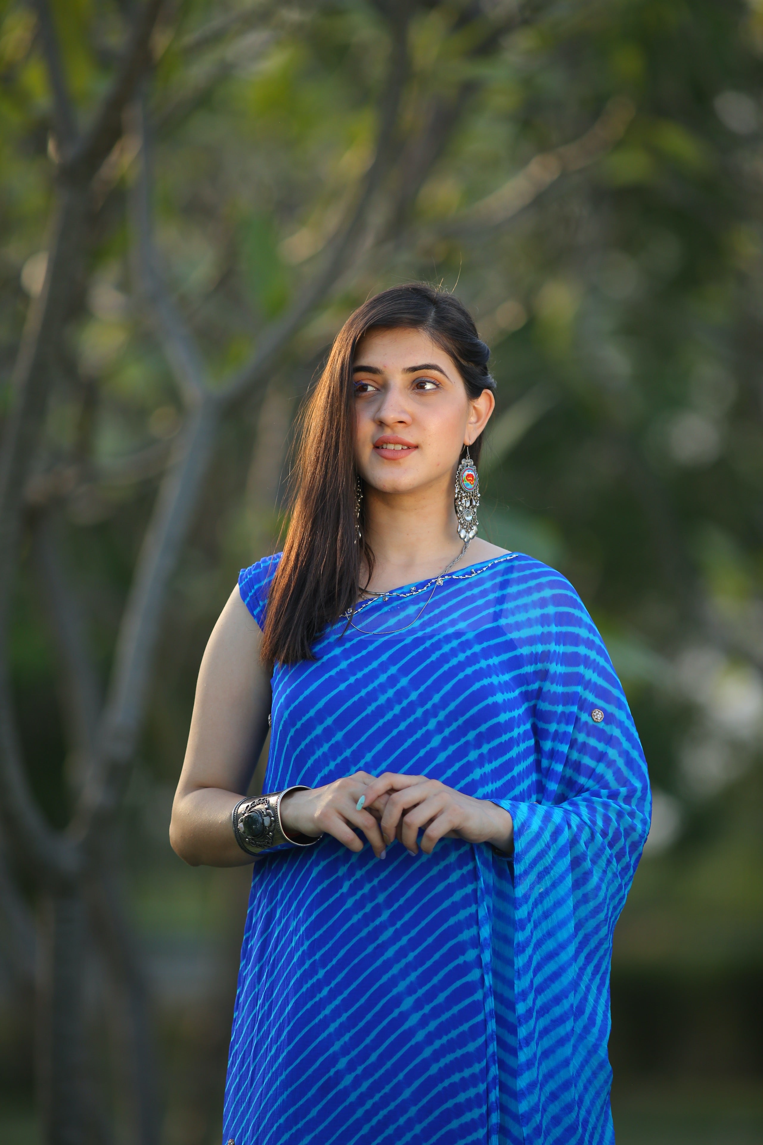 Spring Blue Leheriya Kaftan Dress