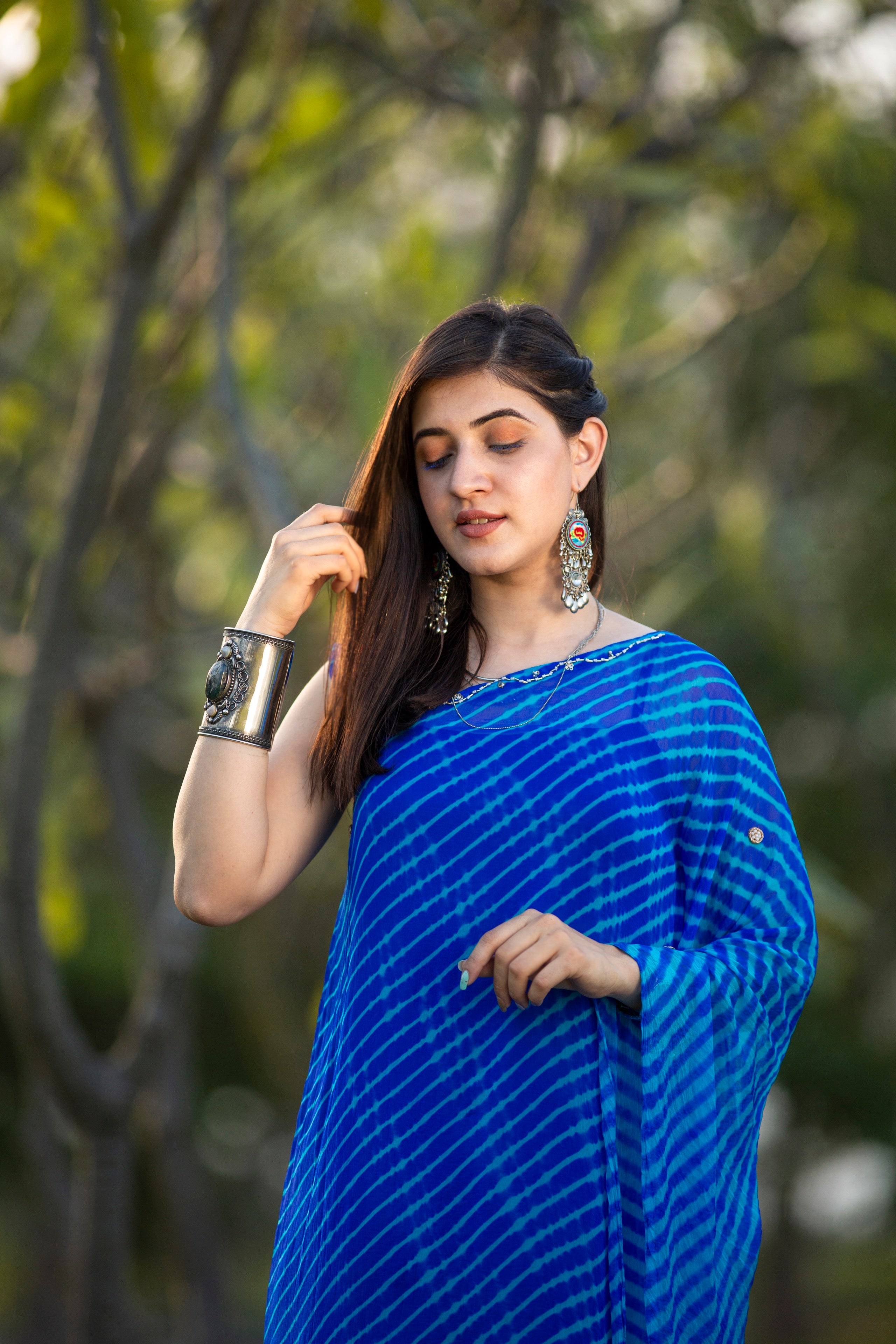 Spring Blue Leheriya Kaftan Dress