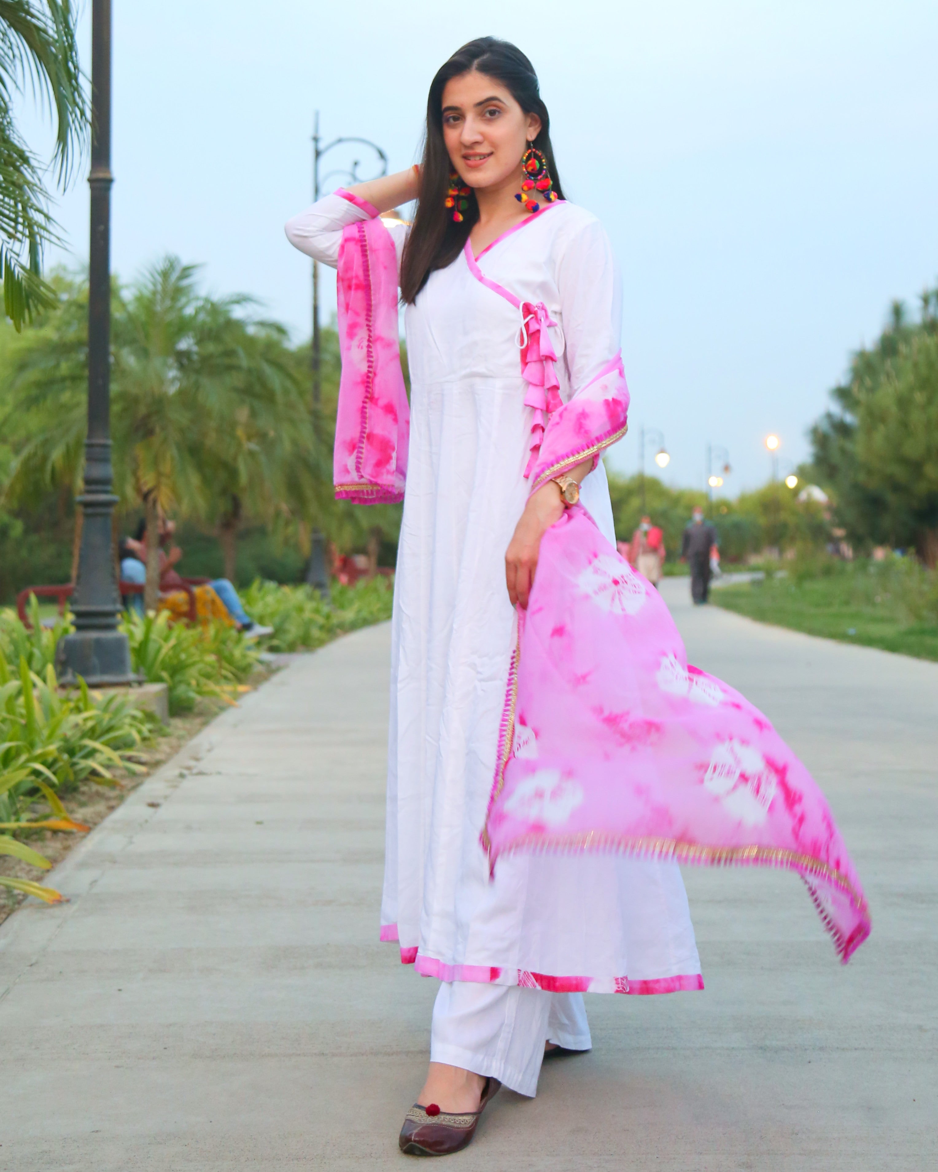 White Pink Cotton Suit Set