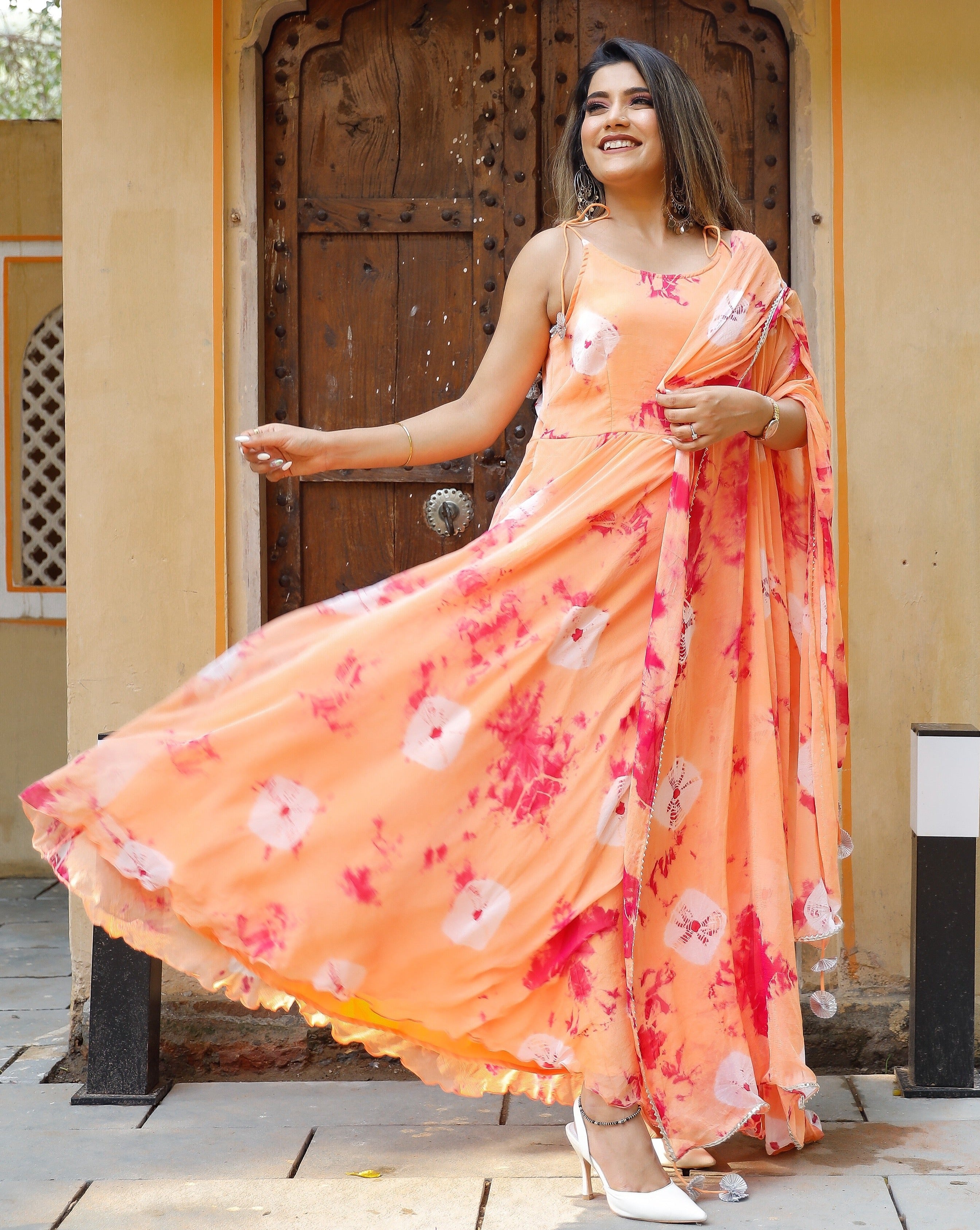 Dream Peach Pink Tie Dye Suit Set