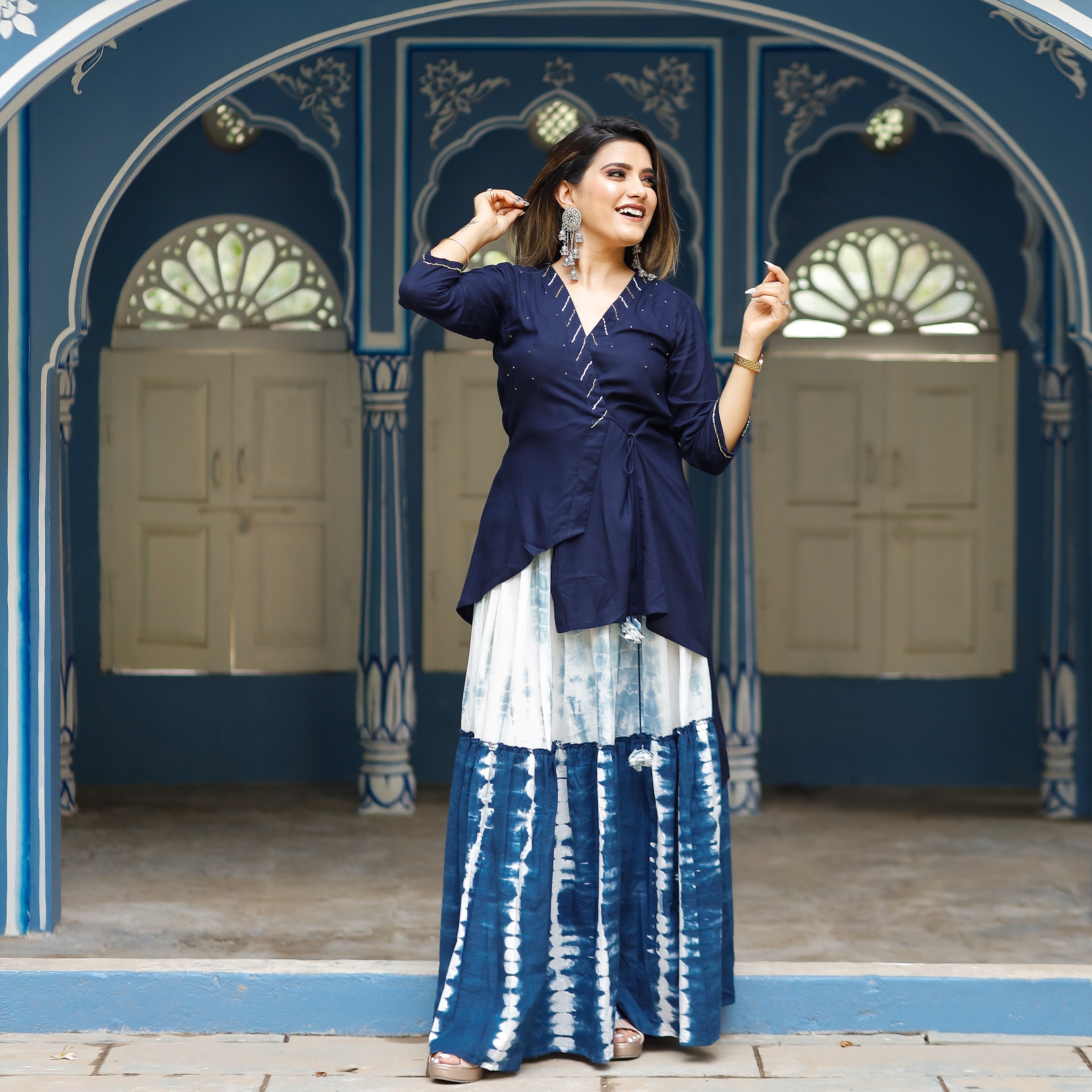 Gorgeous Navy Blue Skirt Set