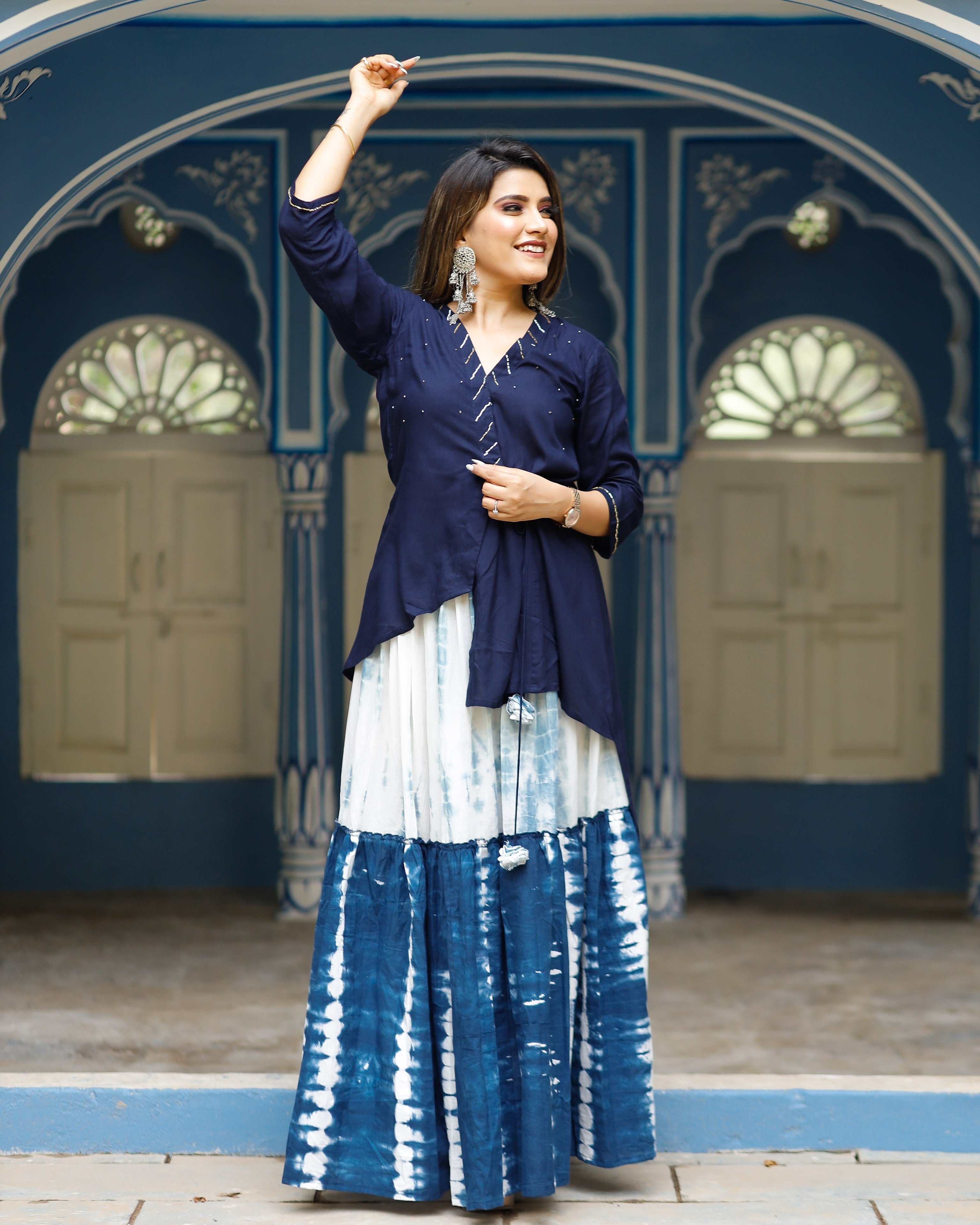 Gorgeous Navy Blue Skirt Set