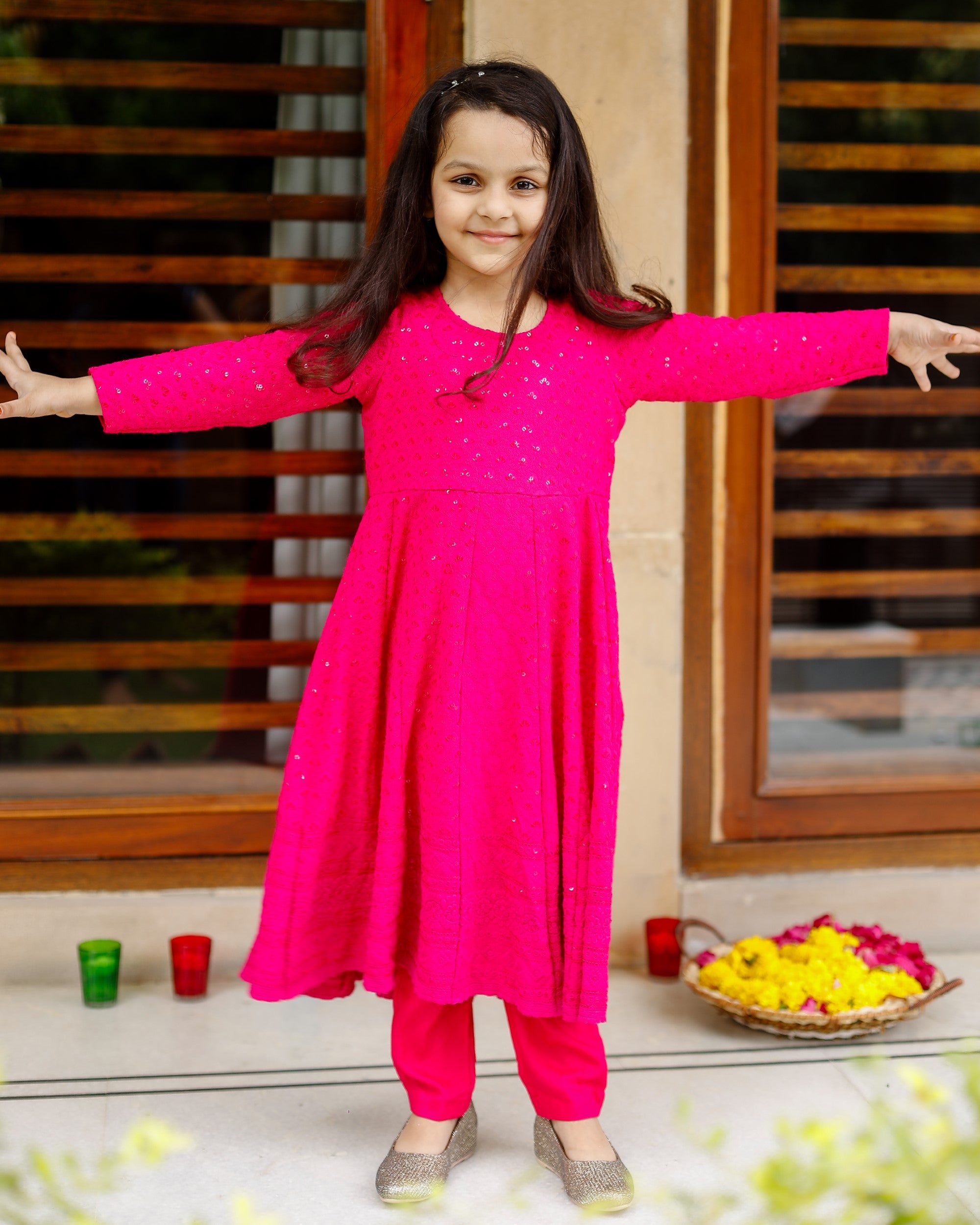 Beautiful Pink Chikankari Anarkali