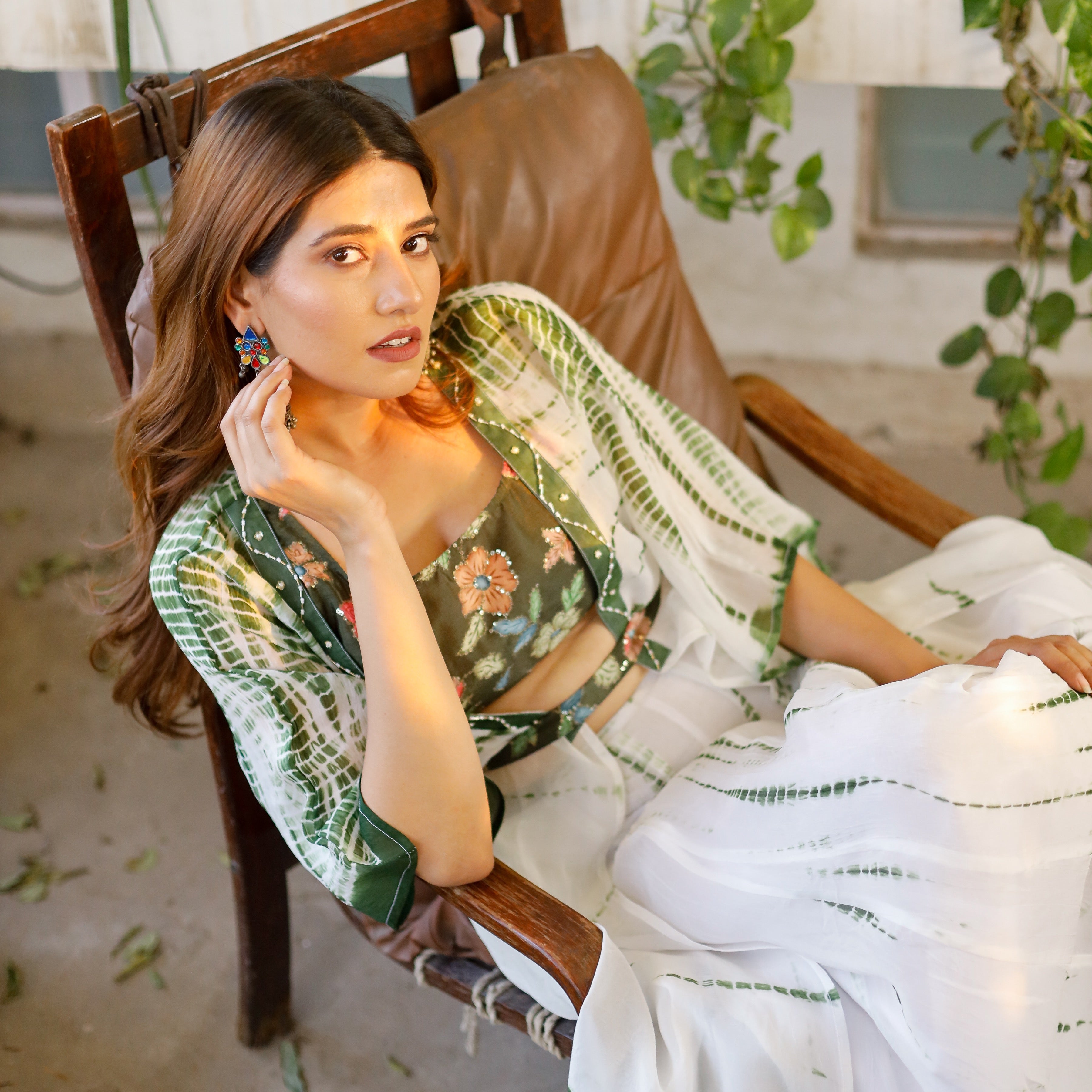 Vriska Green Skirt Set With Jacket