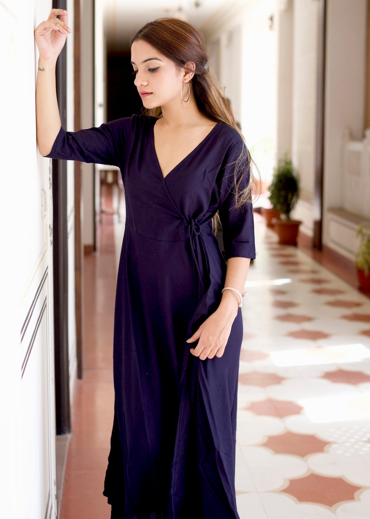 Beautiful blue flared angrakha dress