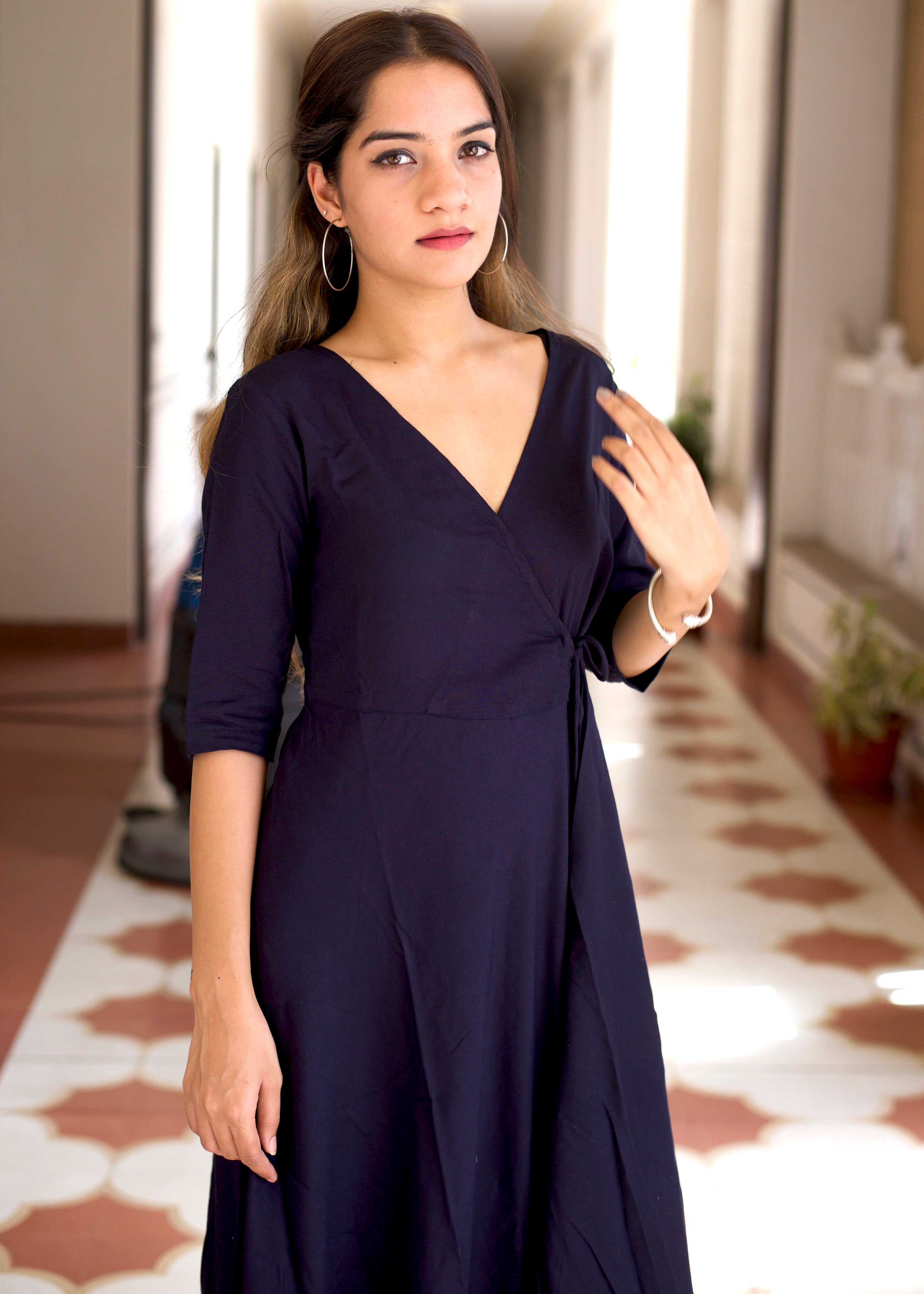 Beautiful blue flared angrakha dress