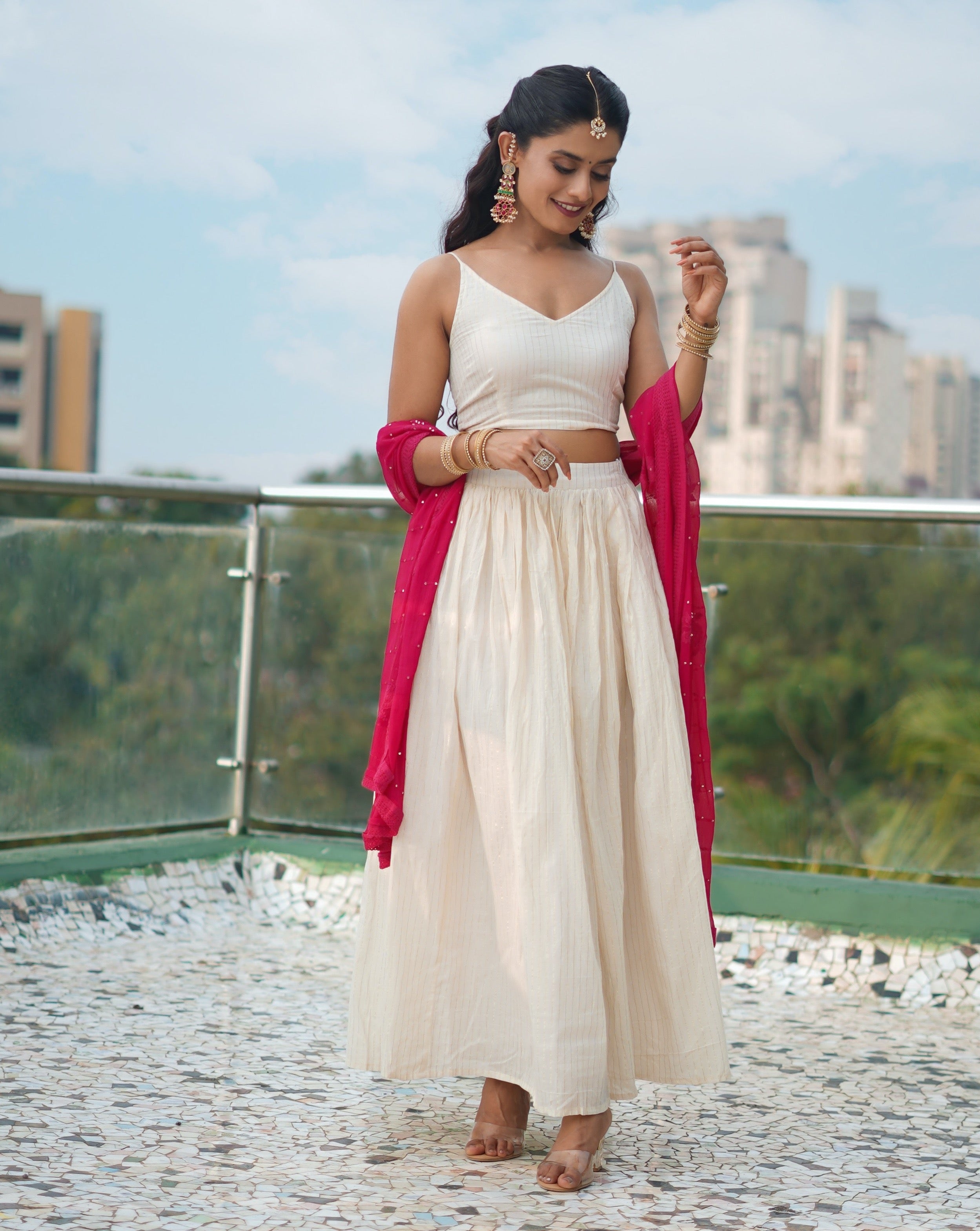 Blush white Lehenga set