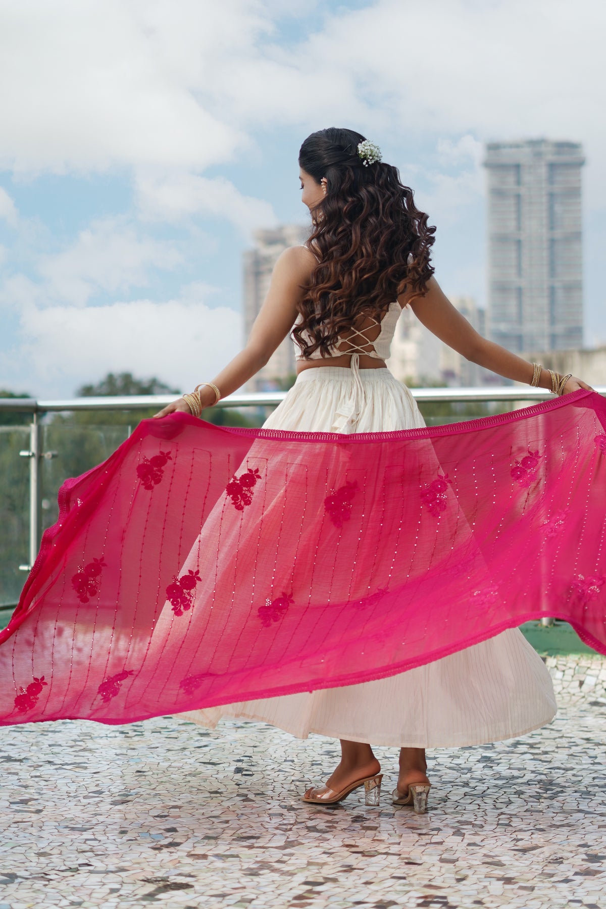 Blush white Lehenga set