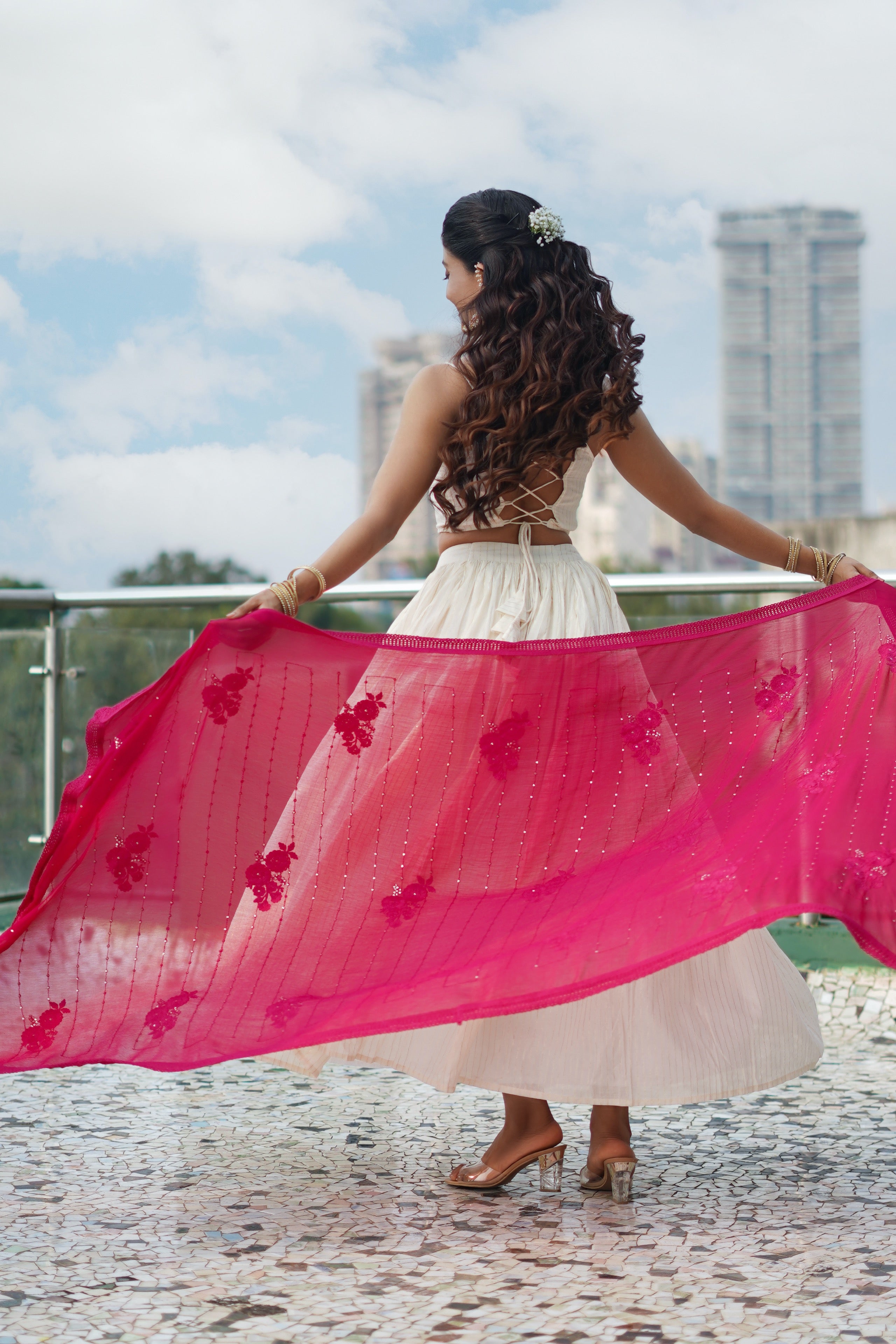 Blush white Lehenga set