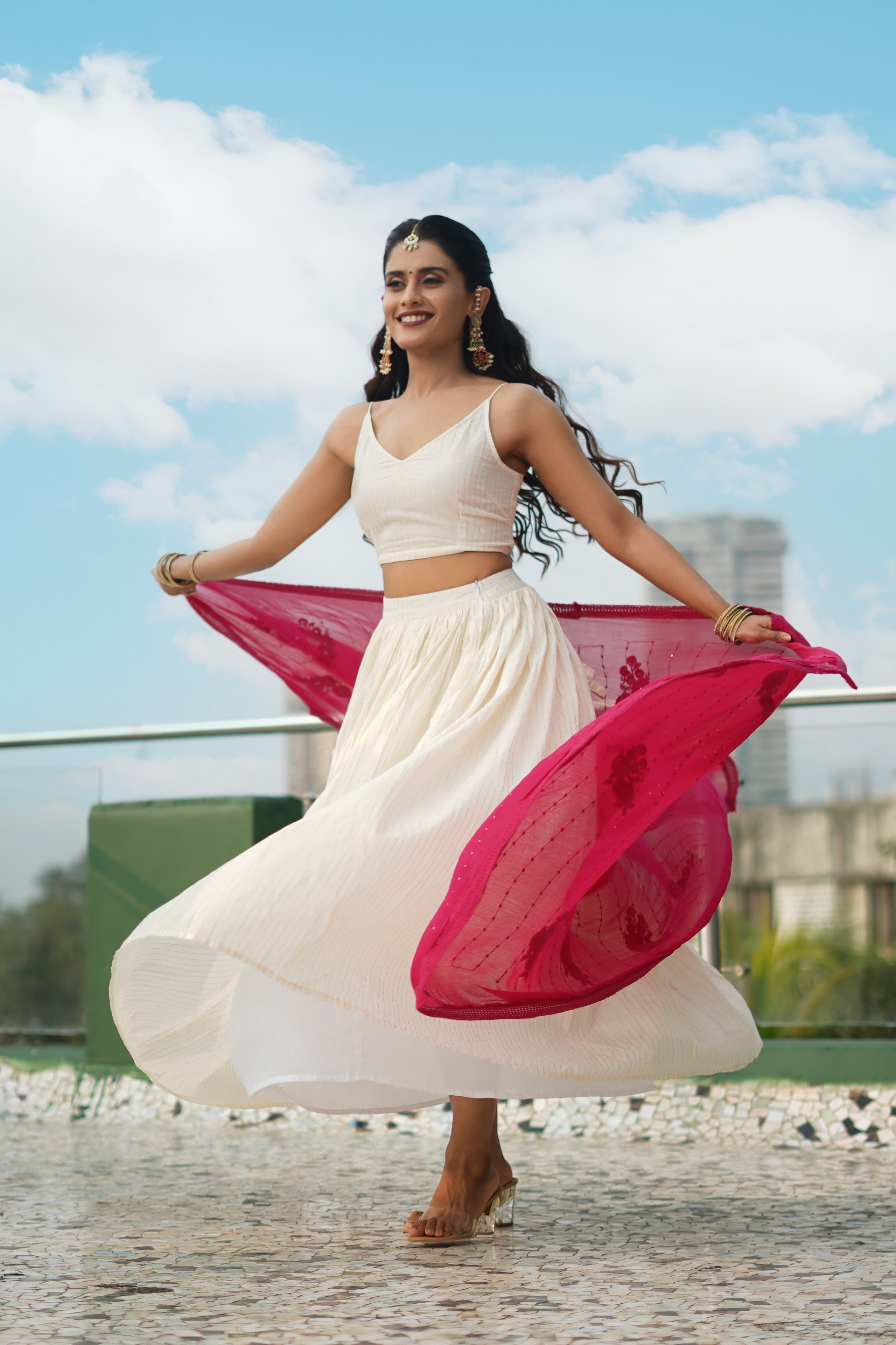Blush white Lehenga set