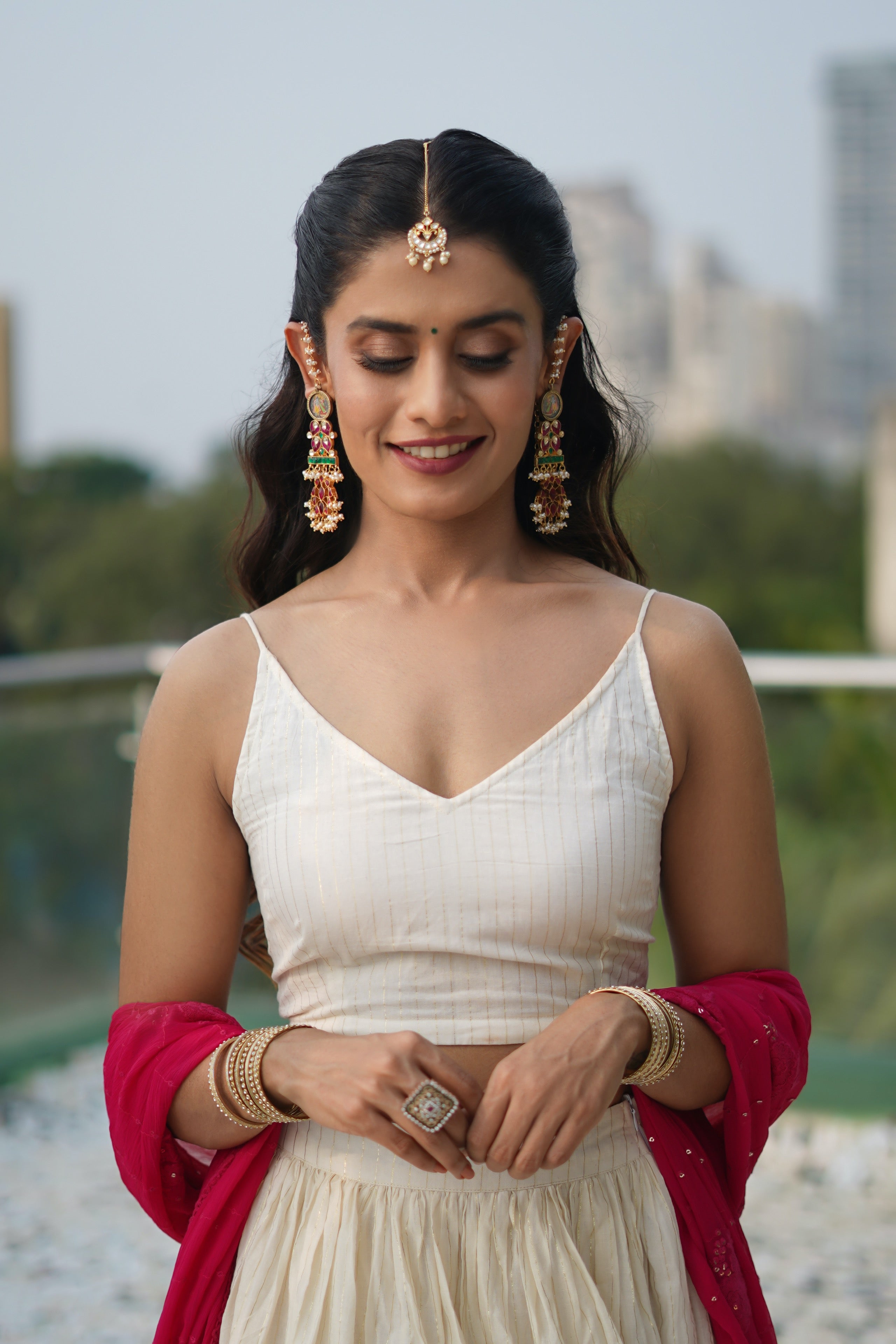 Blush white Lehenga set