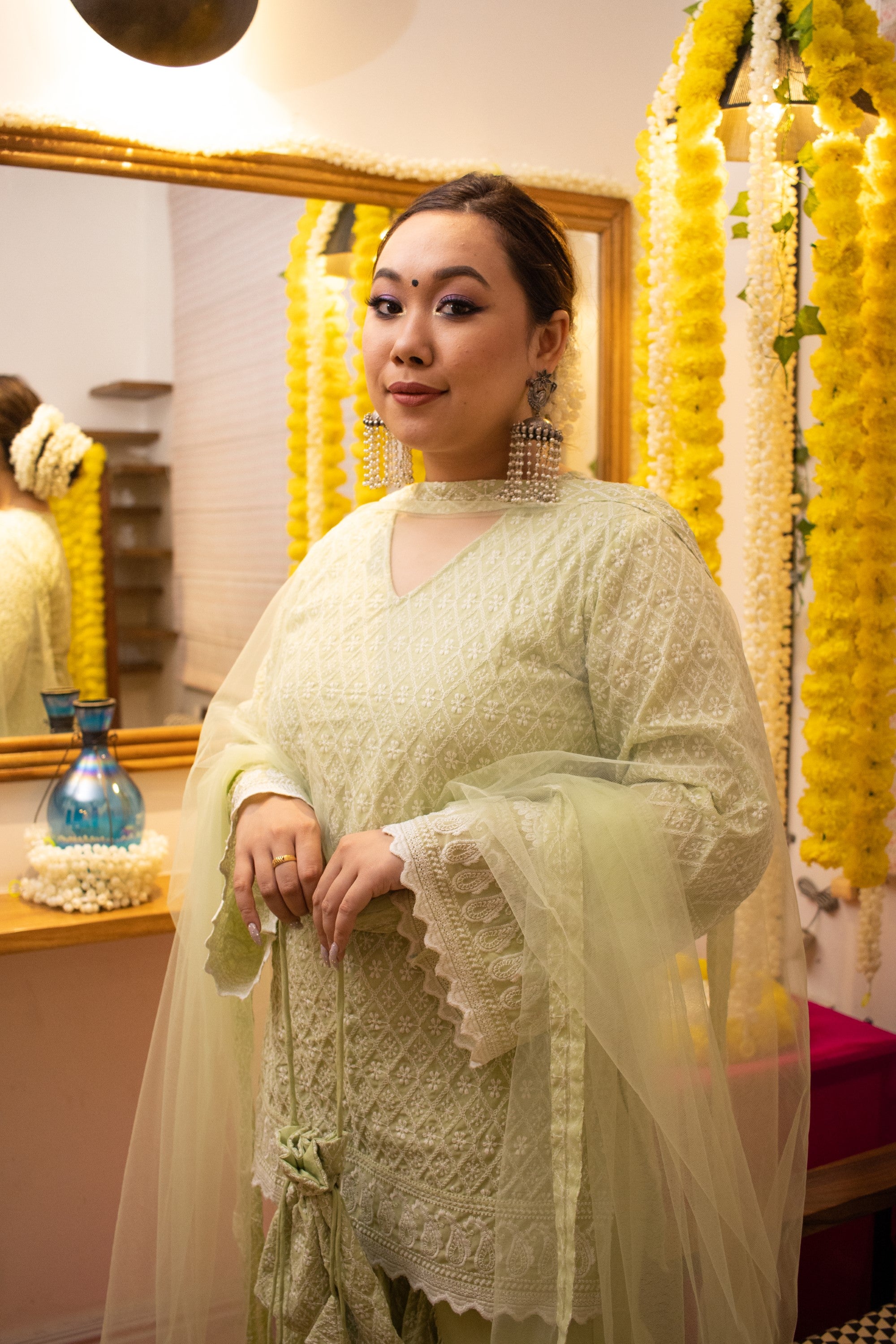 Pista Green Chikankari Sharara Set