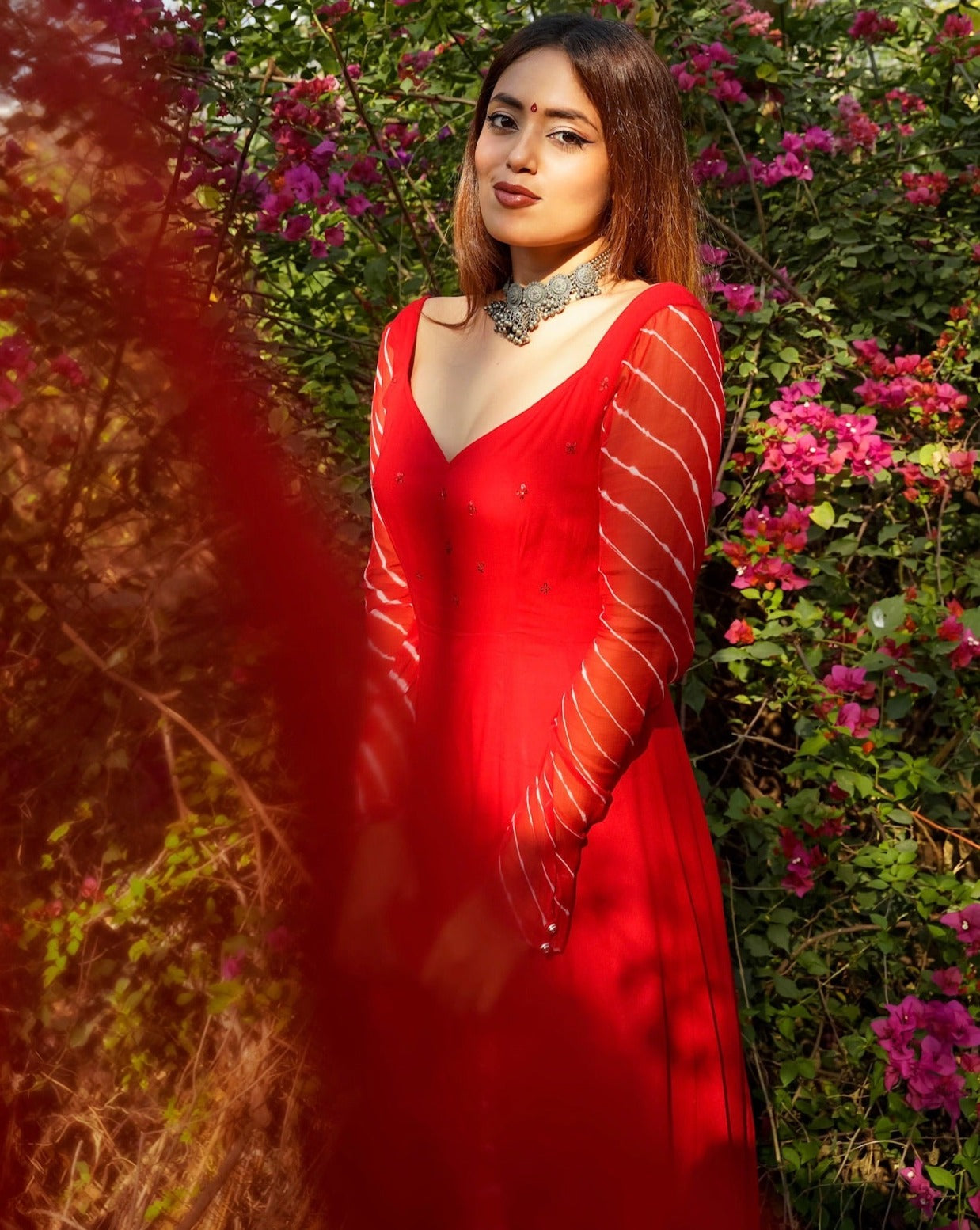 Gorgeous Red Frill Suit Set